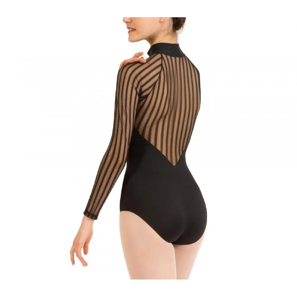 Repetto D0712 FAME dancewear - Mesh bodysuit with mandarin collar at La Maison De La Danse