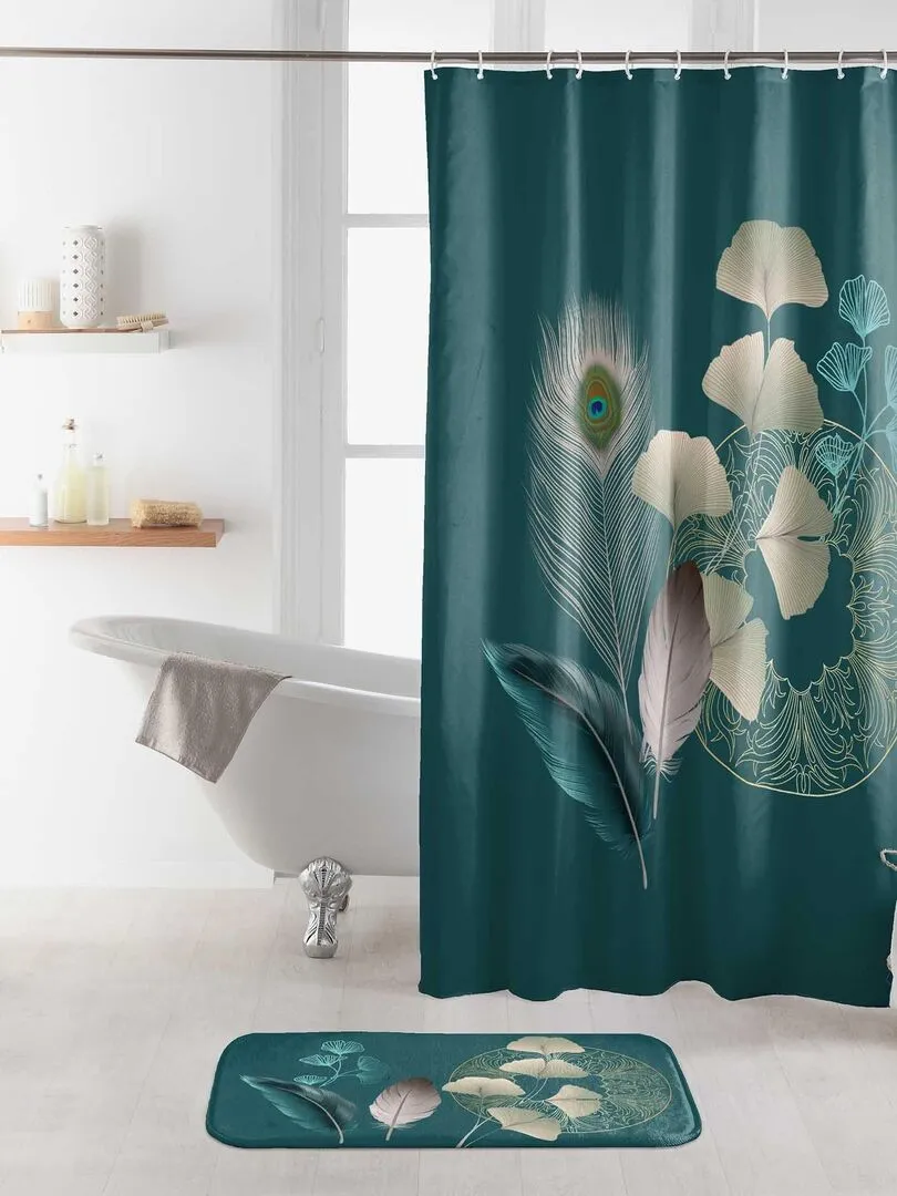 Peacock Ginko-blue Shower Curtain - Blue