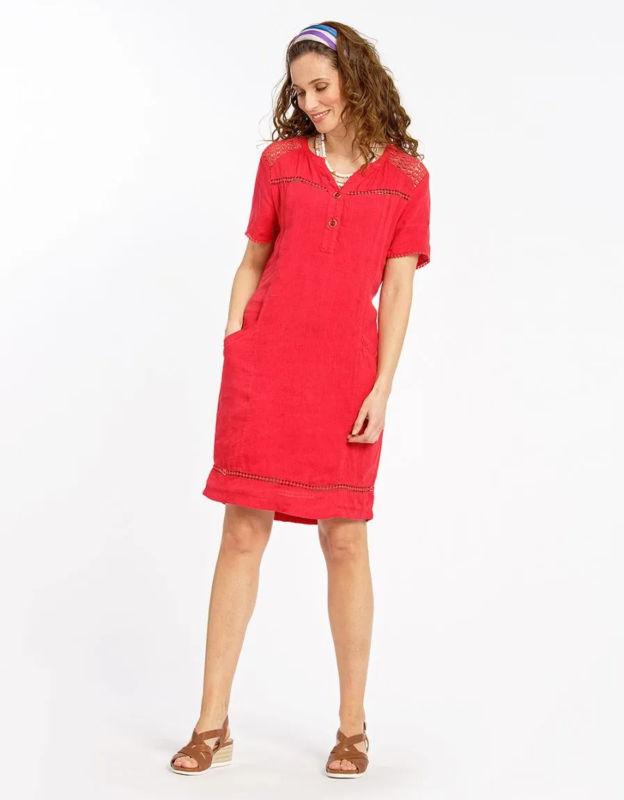 Red Linen Dress - Dresses & Skirts