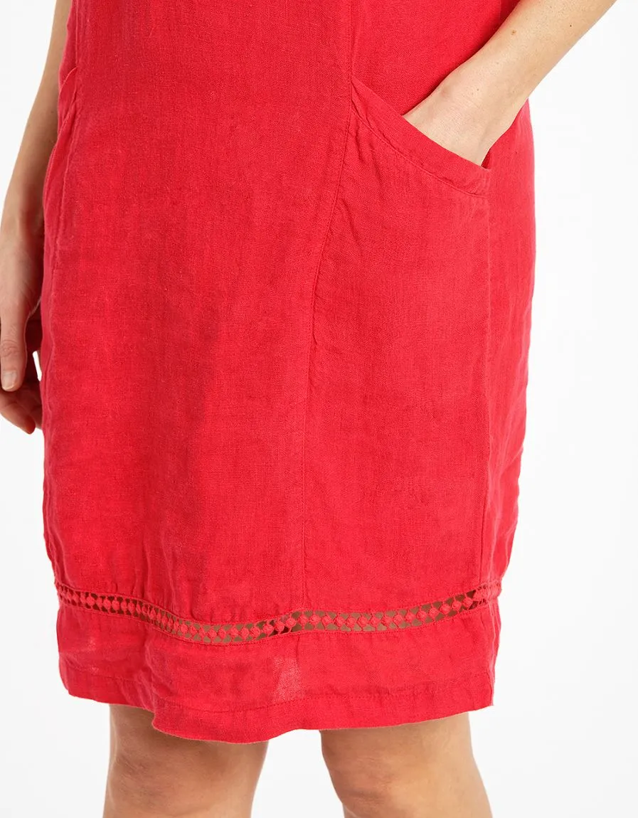 Red Linen Dress - Dresses & Skirts