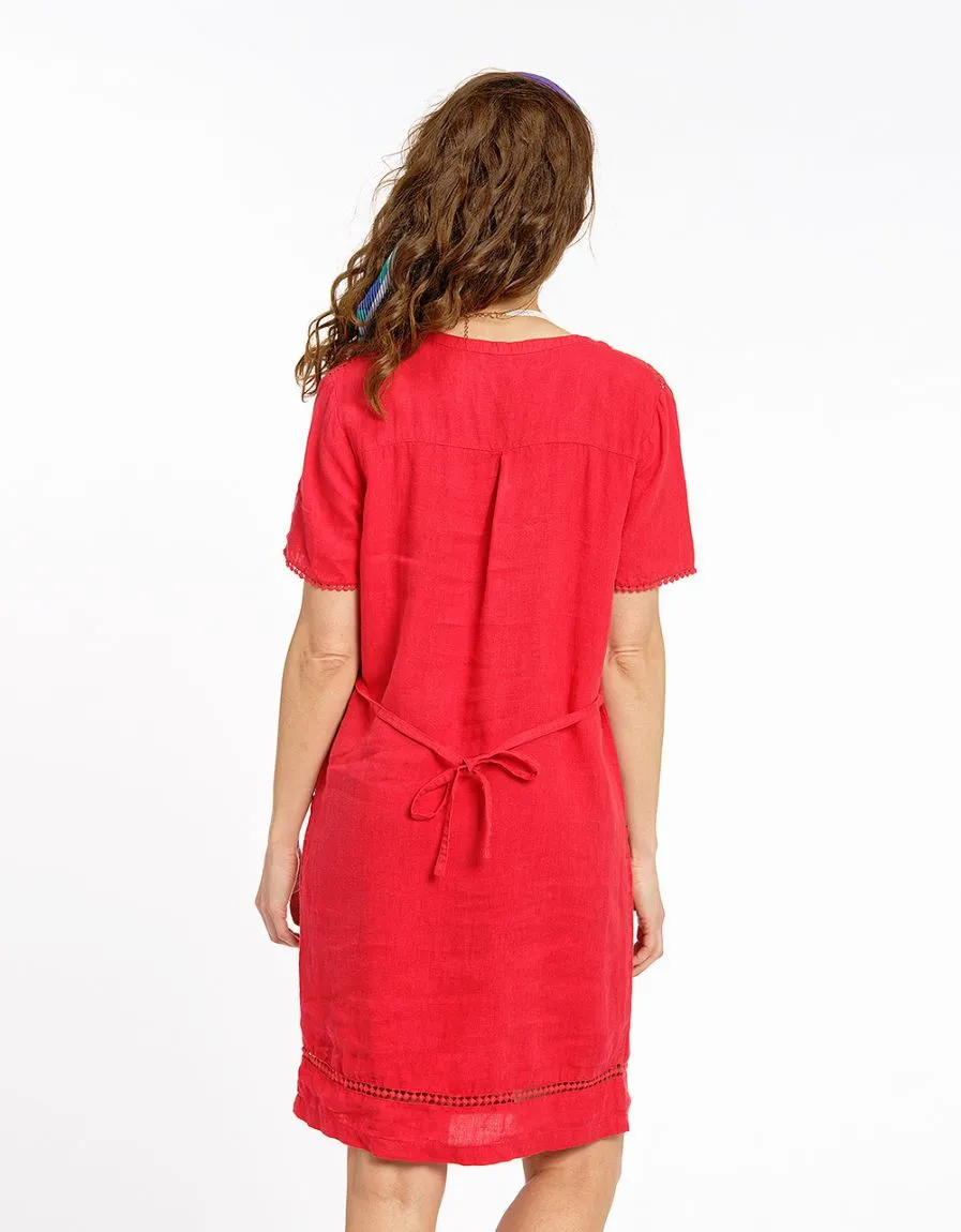 Red Linen Dress - Dresses & Skirts