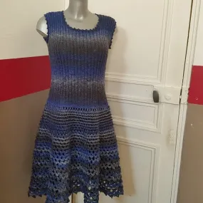 Summer Blue Knit and Crochet Dress Size 42