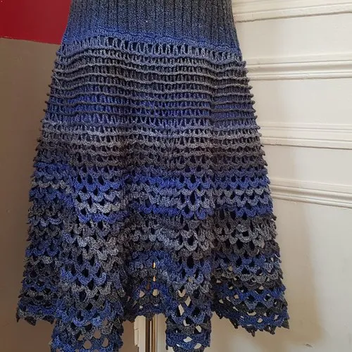 Summer Blue Knit and Crochet Dress Size 42