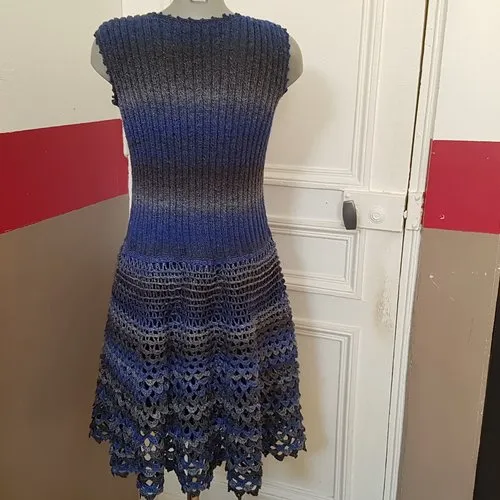 Summer Blue Knit and Crochet Dress Size 42