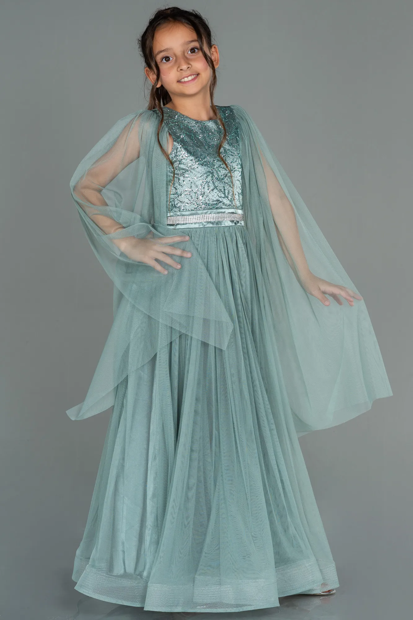 Robe De Soirée Enfants Longue Émeraude ABU3155