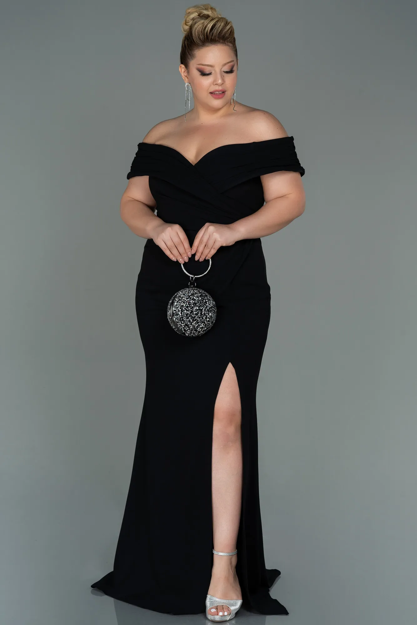 Robe de Soirée Grande Taille Longue Noir ABU3172