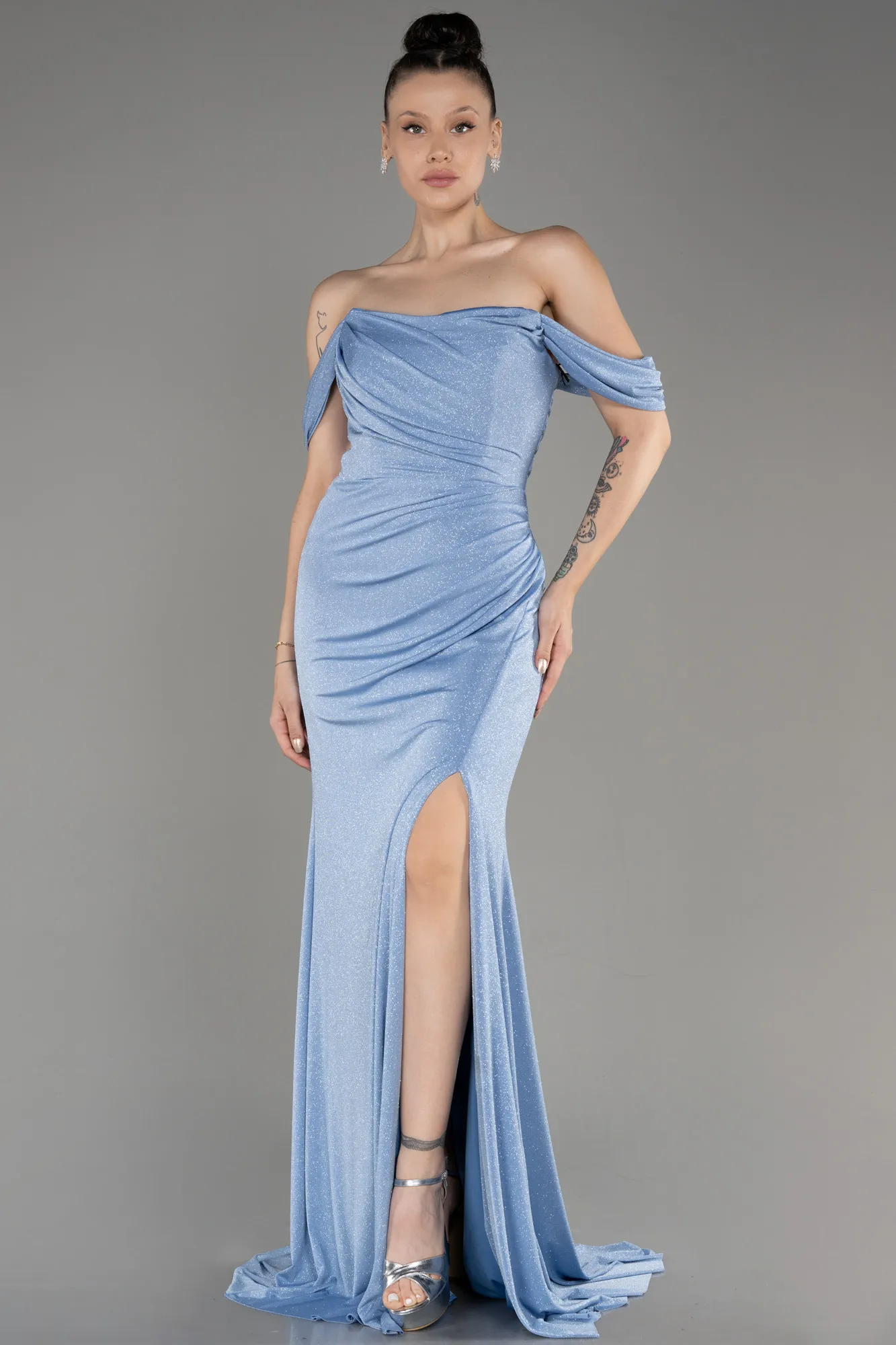 Robe De Soirée Longue Bleu clair ABU3633