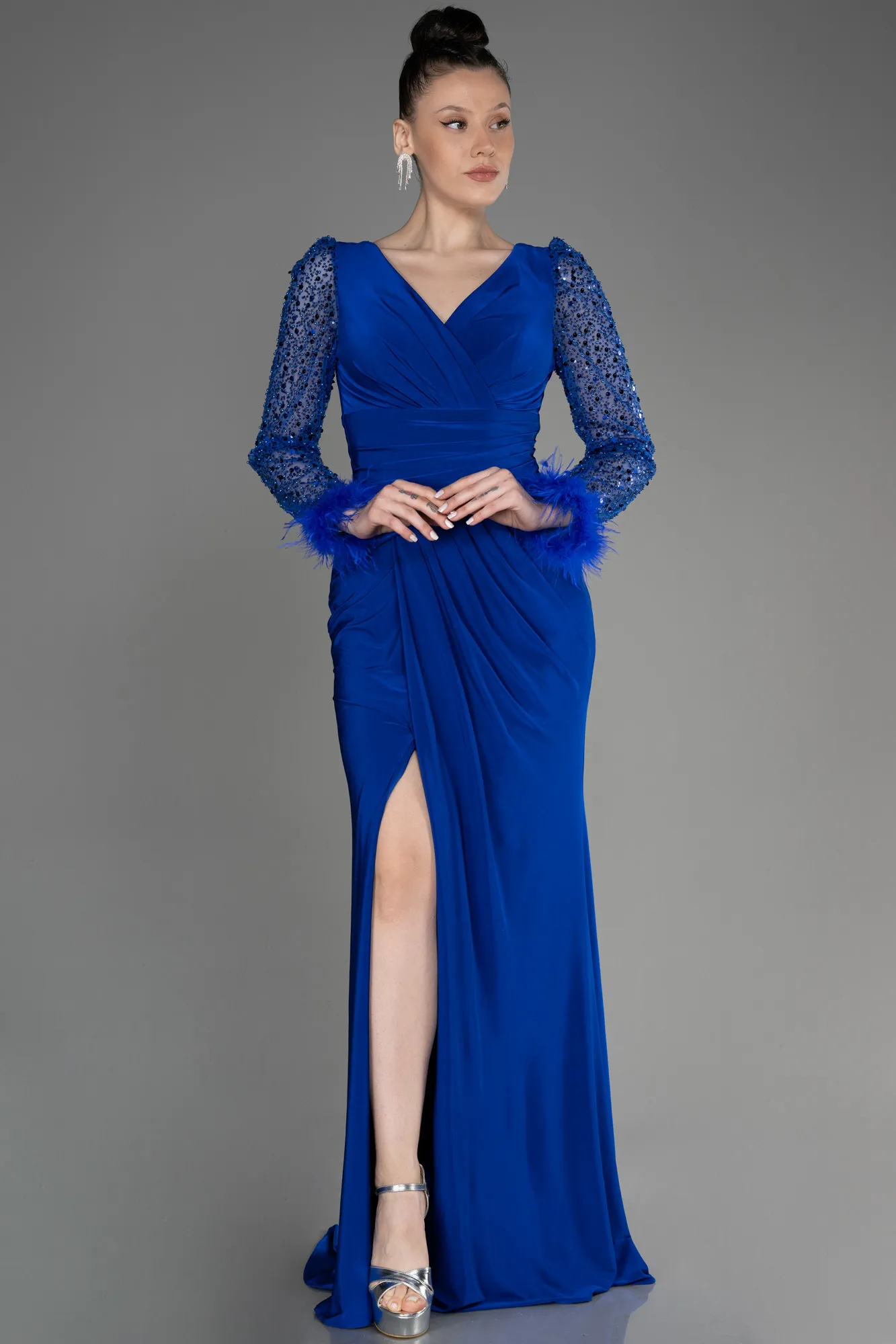 Robe de Soirée Longue Bleu Marine ABU3008