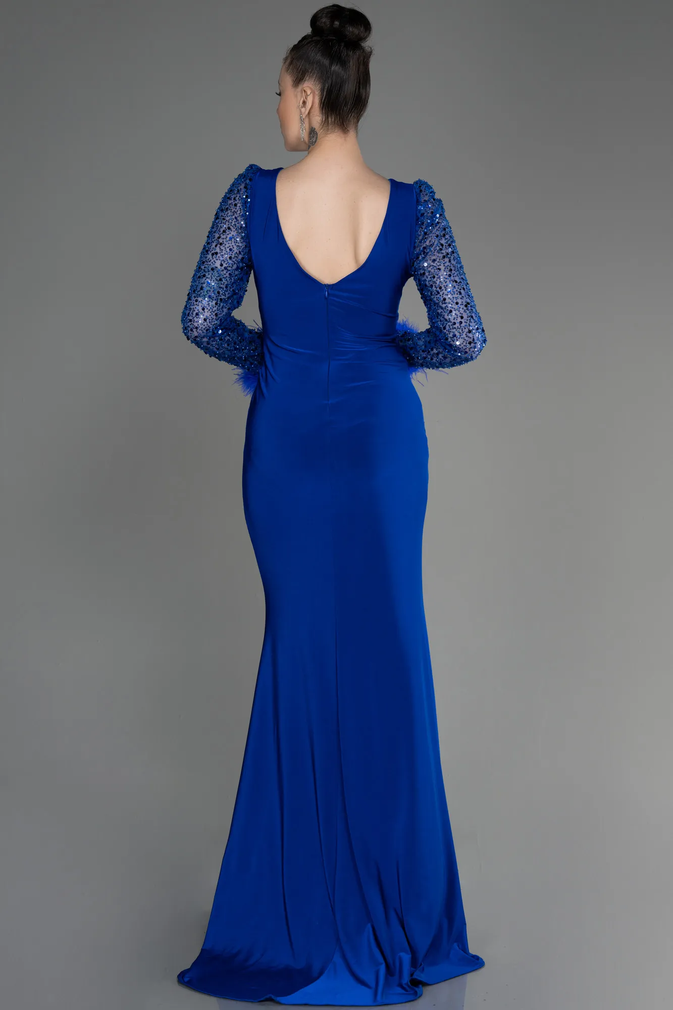 Robe de Soirée Longue Bleu Marine ABU3008