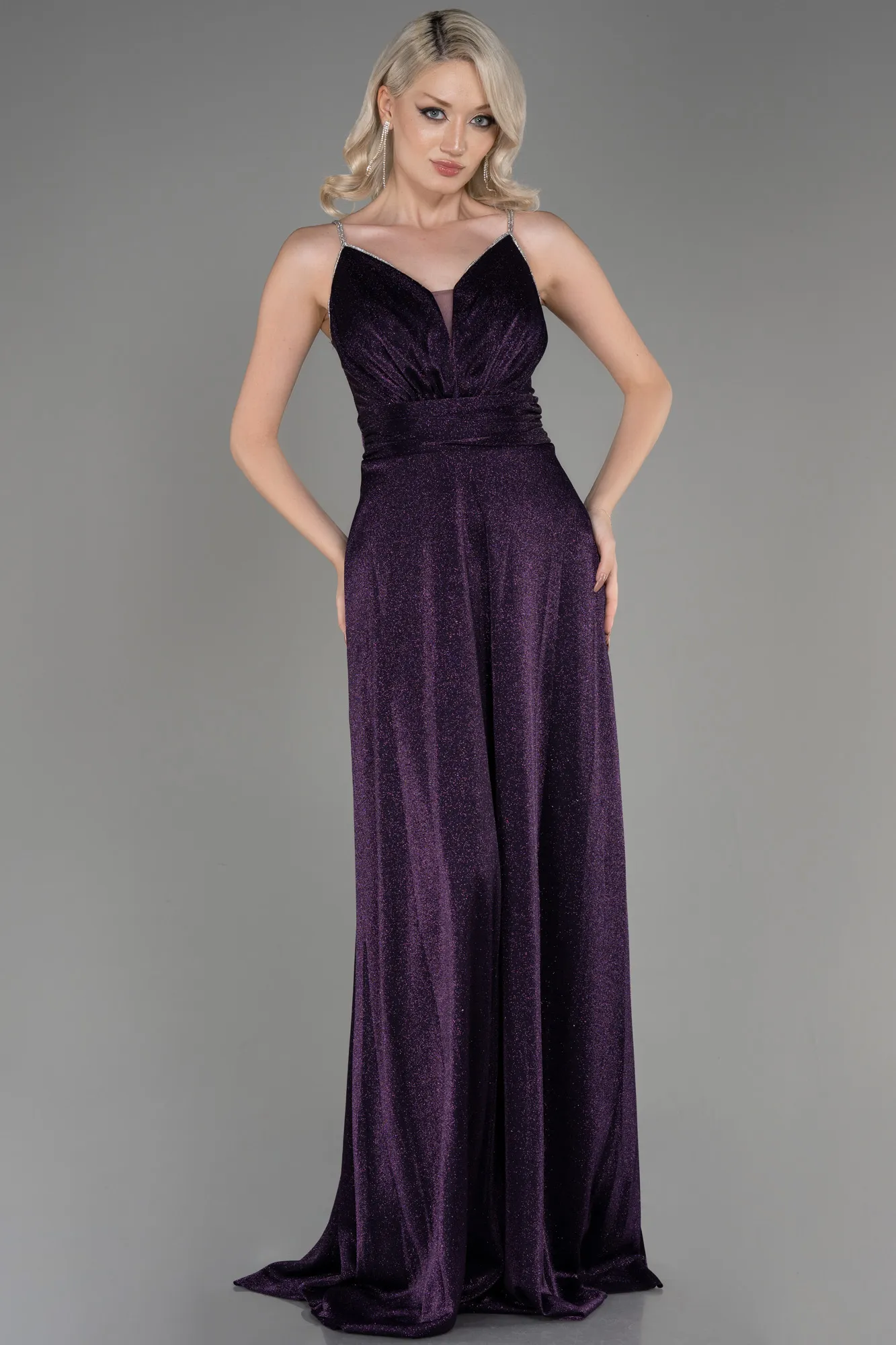 Navy Blue Long Evening Dress ABU3863