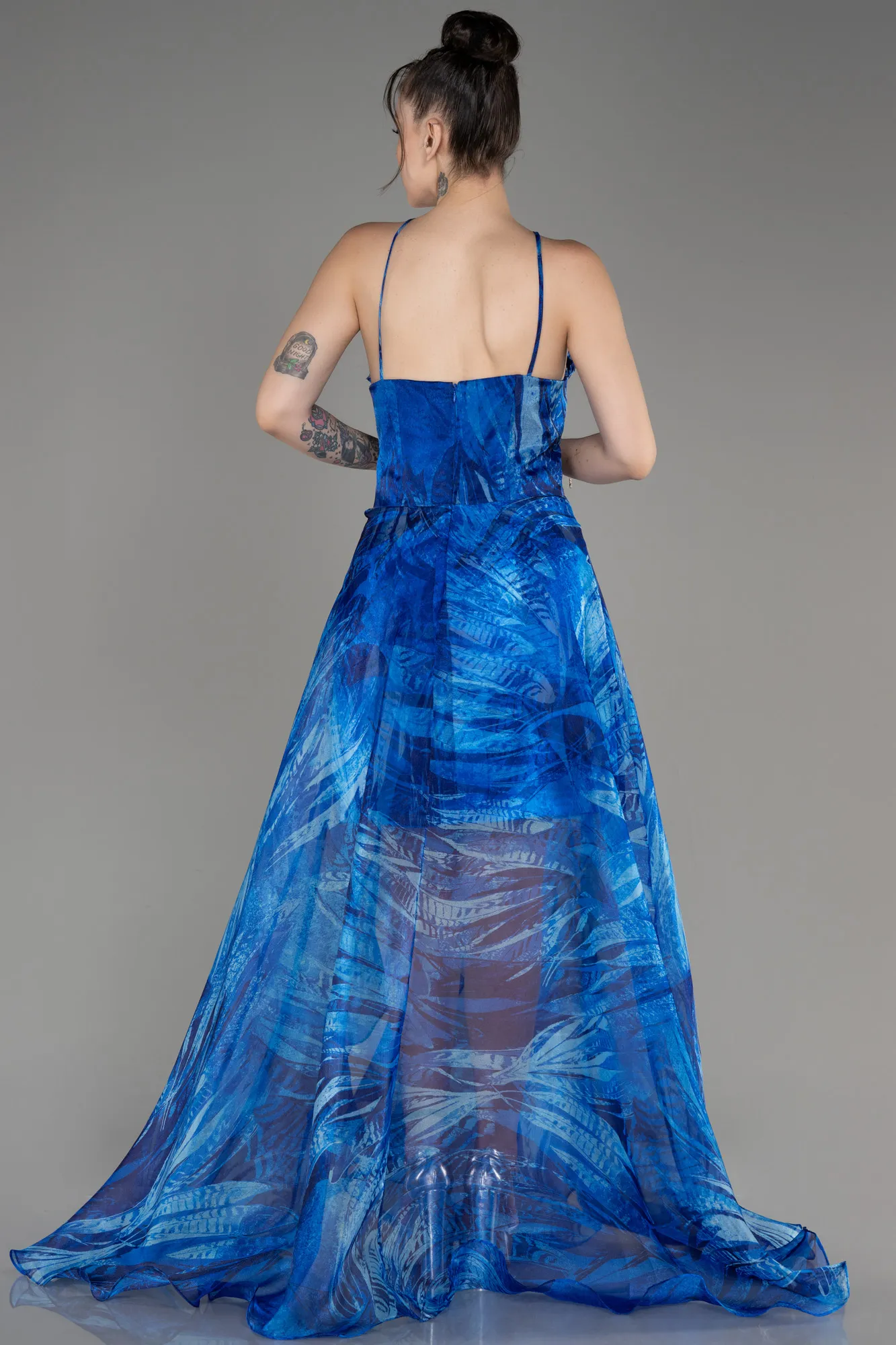 Robe De Soirée Longue Bleu Saxe ABU3763