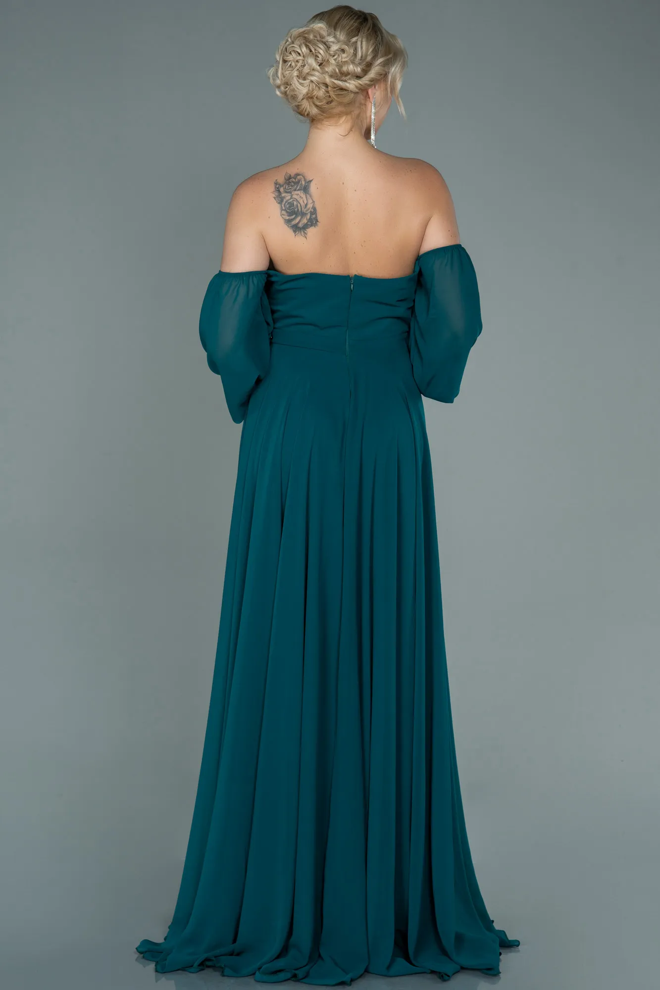 Robe de Soirée Longue Mousseline Bleu Marine ABU2457