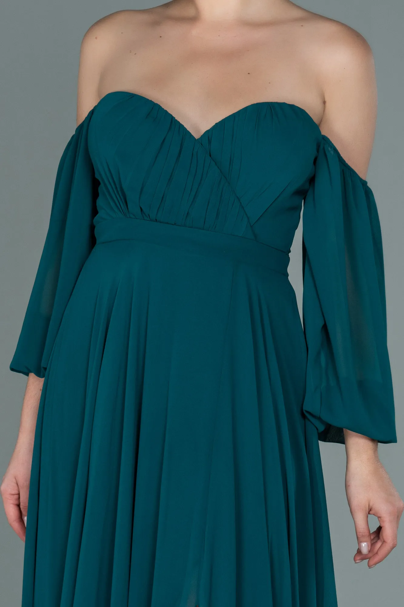 Robe de Soirée Longue Mousseline Bleu Marine ABU2457