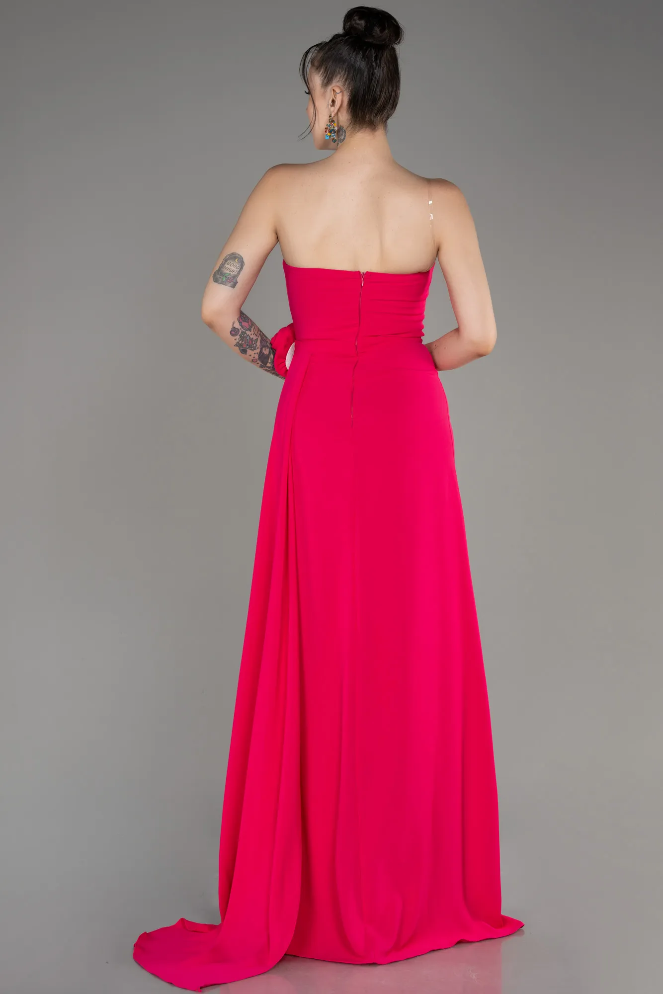 Robe de Soirée Longue Mousseline Corail ABU3974