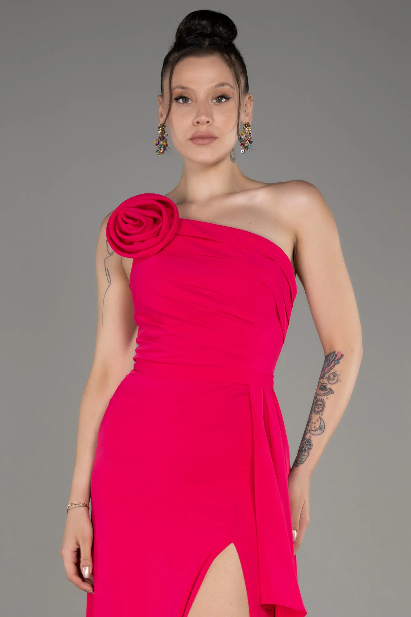 Robe de Soirée Longue Mousseline Corail ABU3974