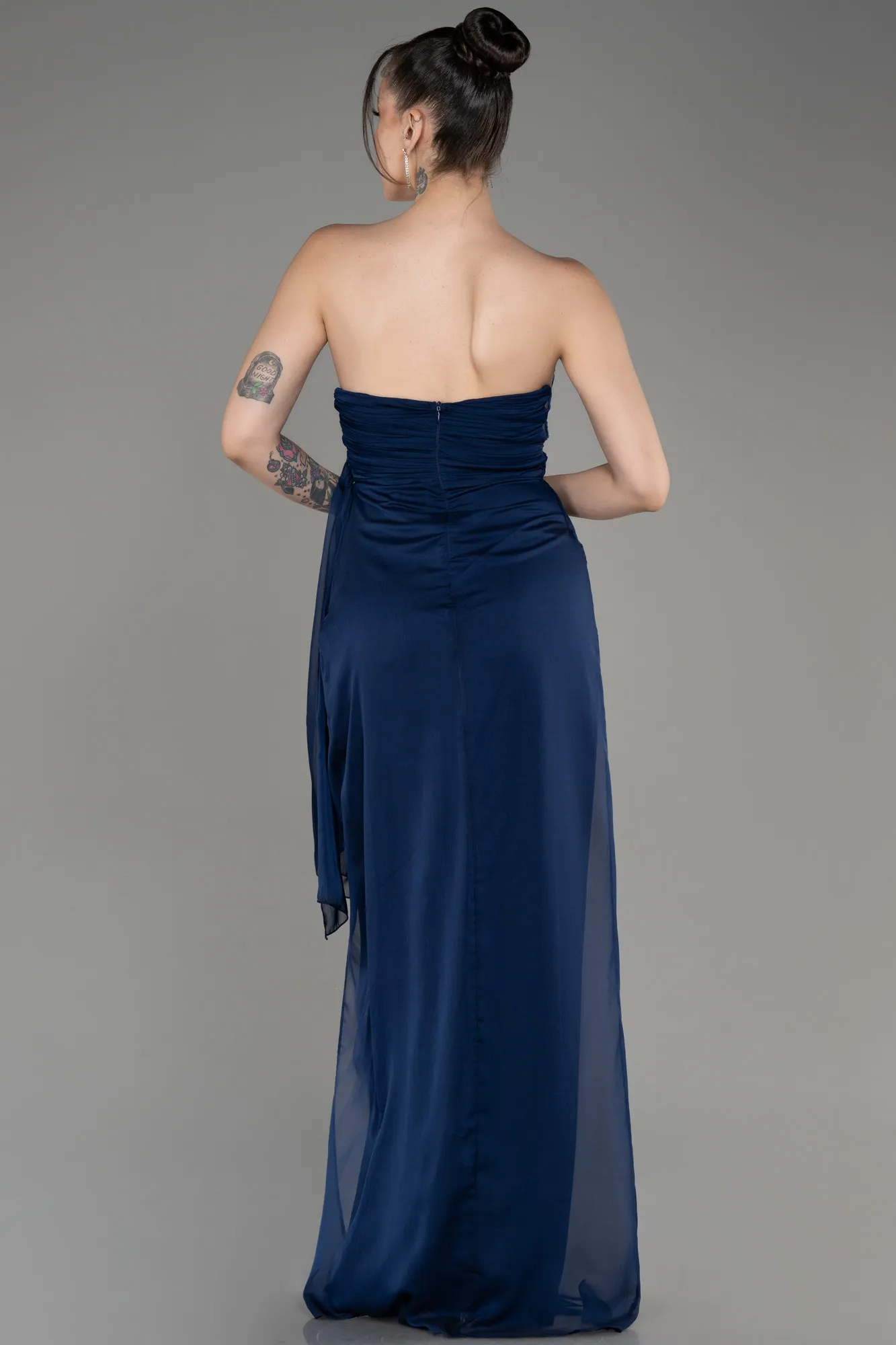 Robe de Soirée Longue Mousseline Indigo ABU3947