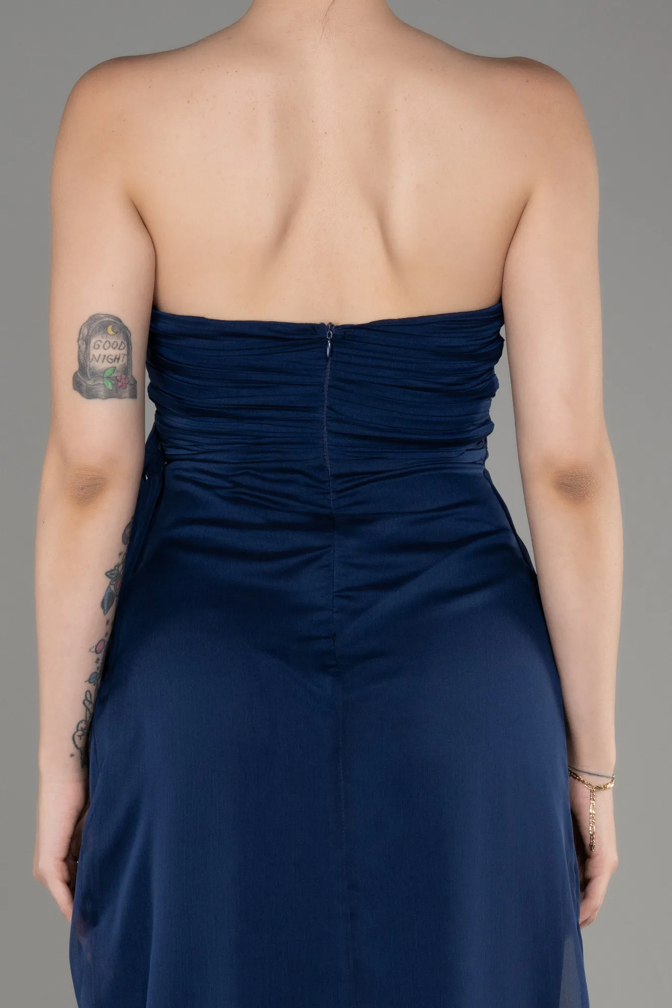 Robe de Soirée Longue Mousseline Indigo ABU3947