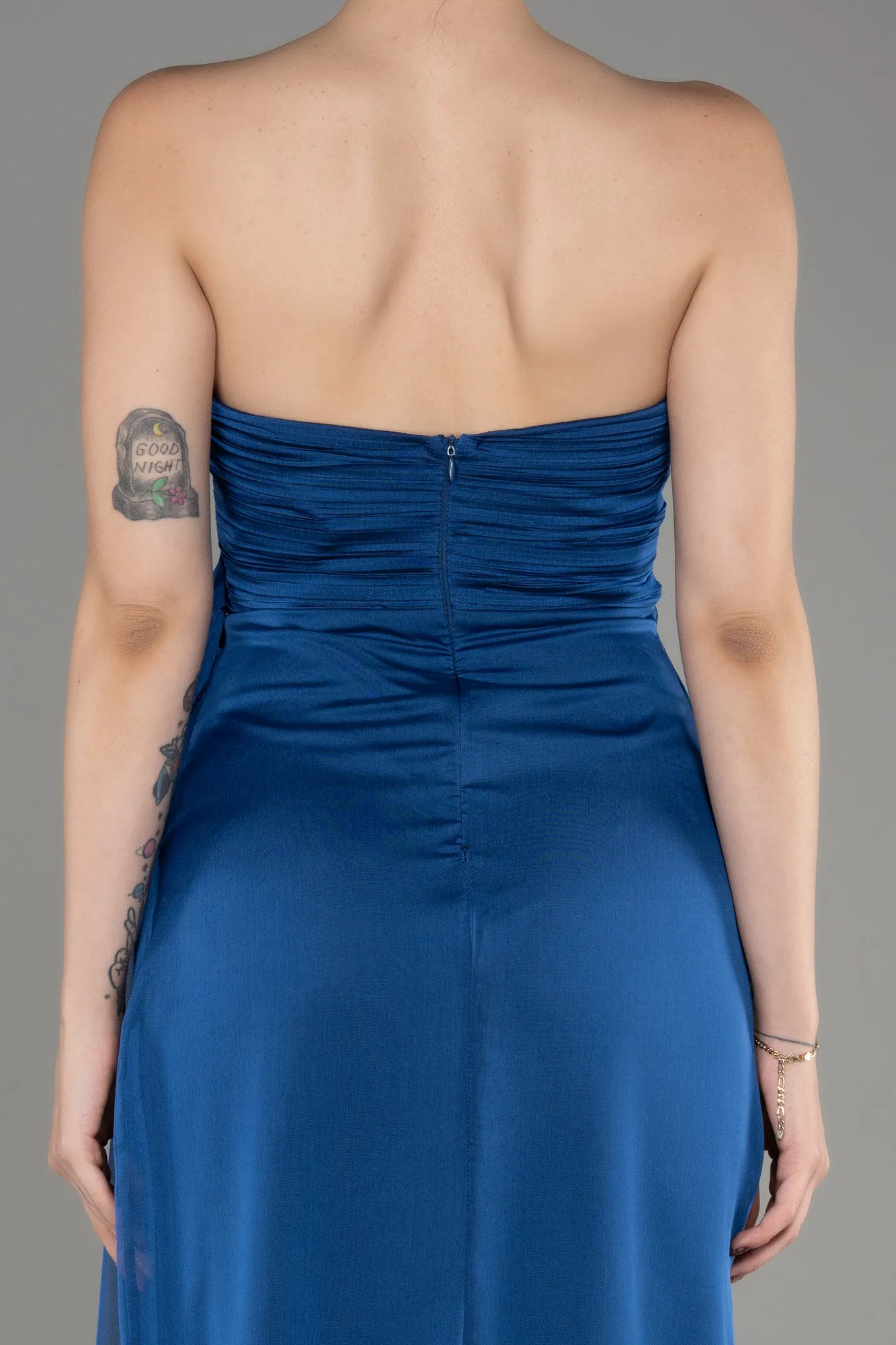 Robe de Soirée Longue Mousseline Indigo ABU3947