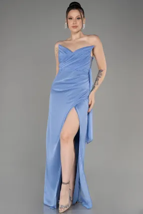 Robe de Soirée Longue Mousseline Indigo ABU3947