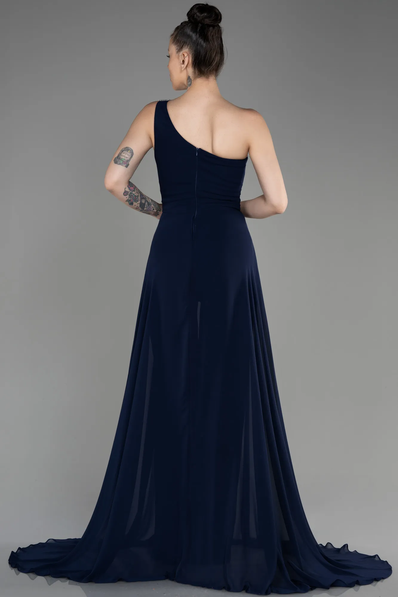 Robe De Soirée Longue Mousseline Noir ABT116