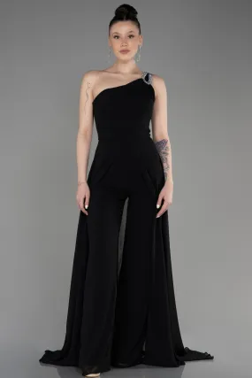 Robe De Soirée Longue Mousseline Noir ABT116