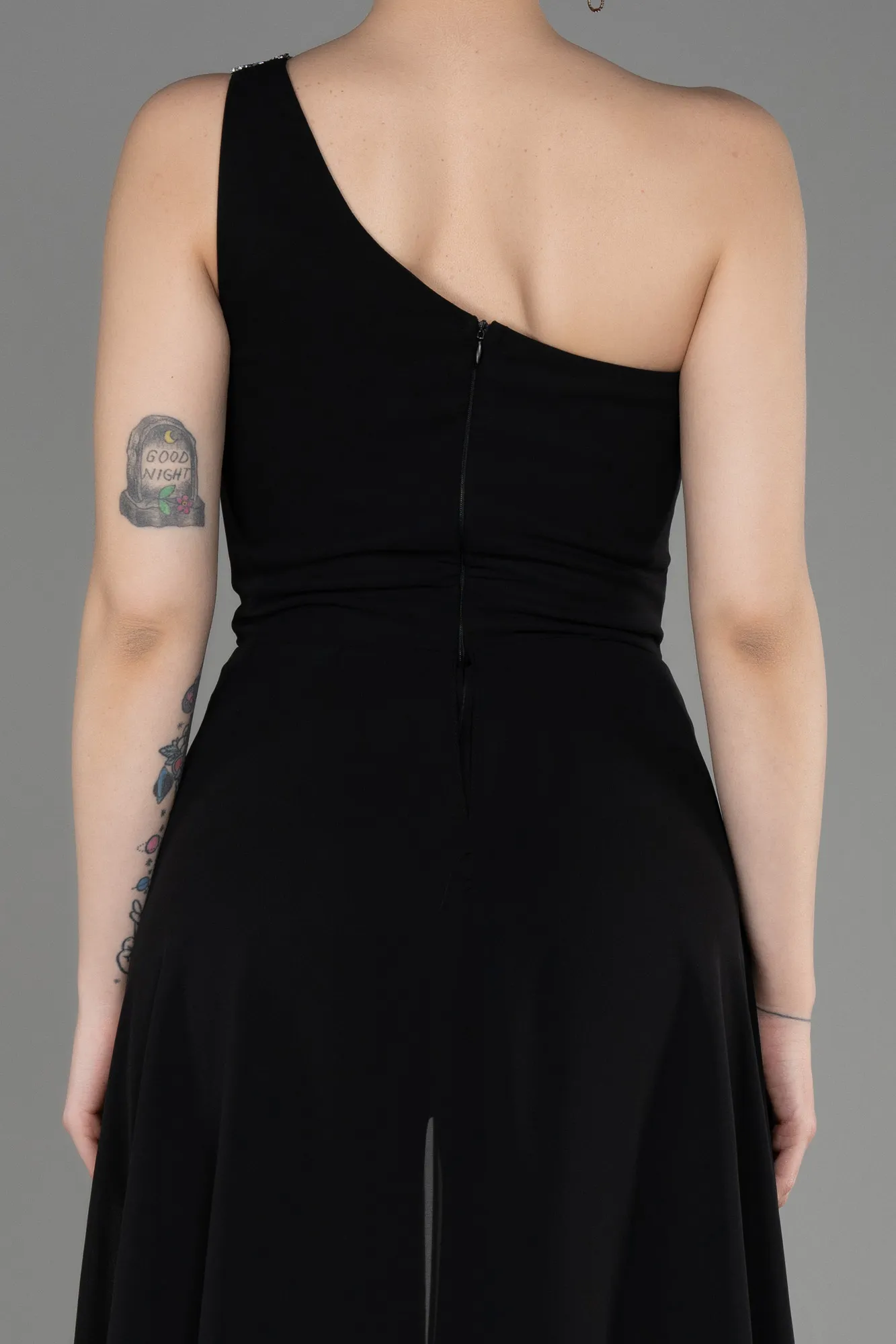 Robe De Soirée Longue Mousseline Noir ABT116