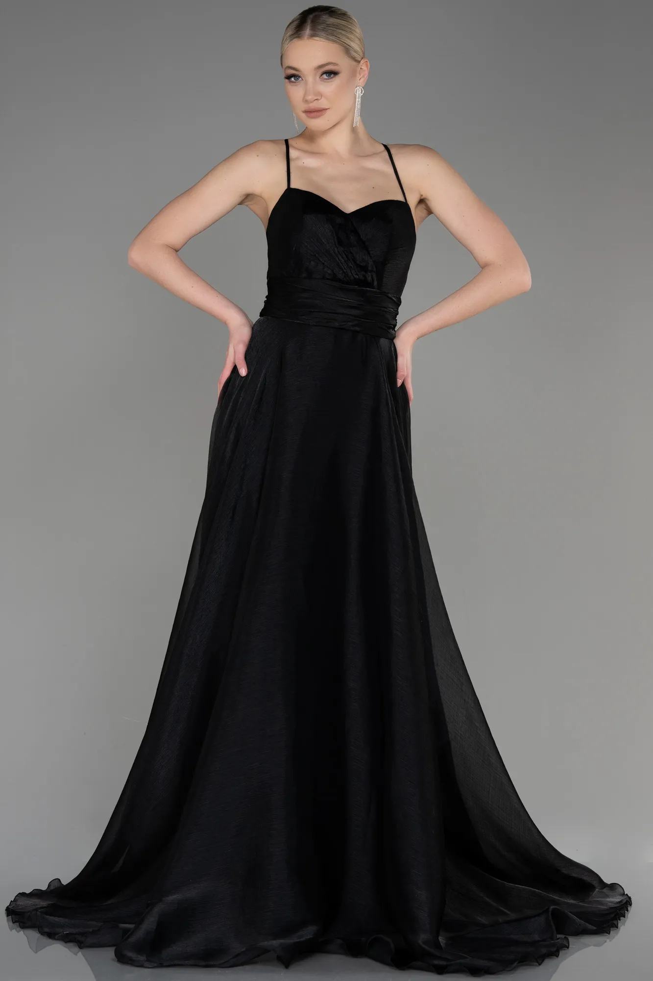 Black Chiffon Long Evening Dress ABU3771