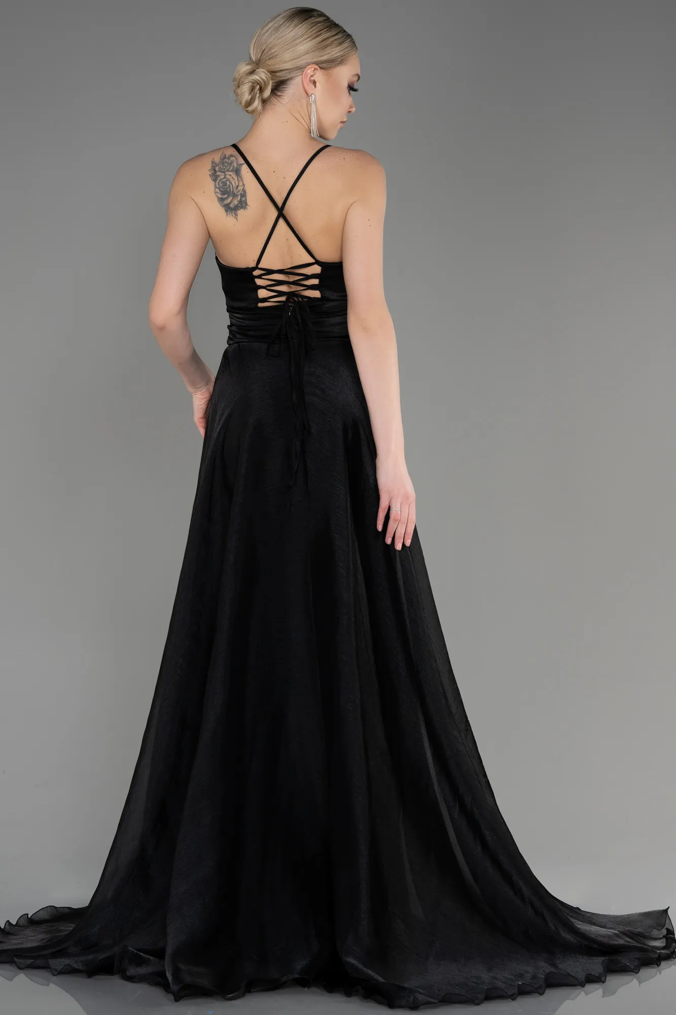 Black Chiffon Long Evening Dress ABU3771