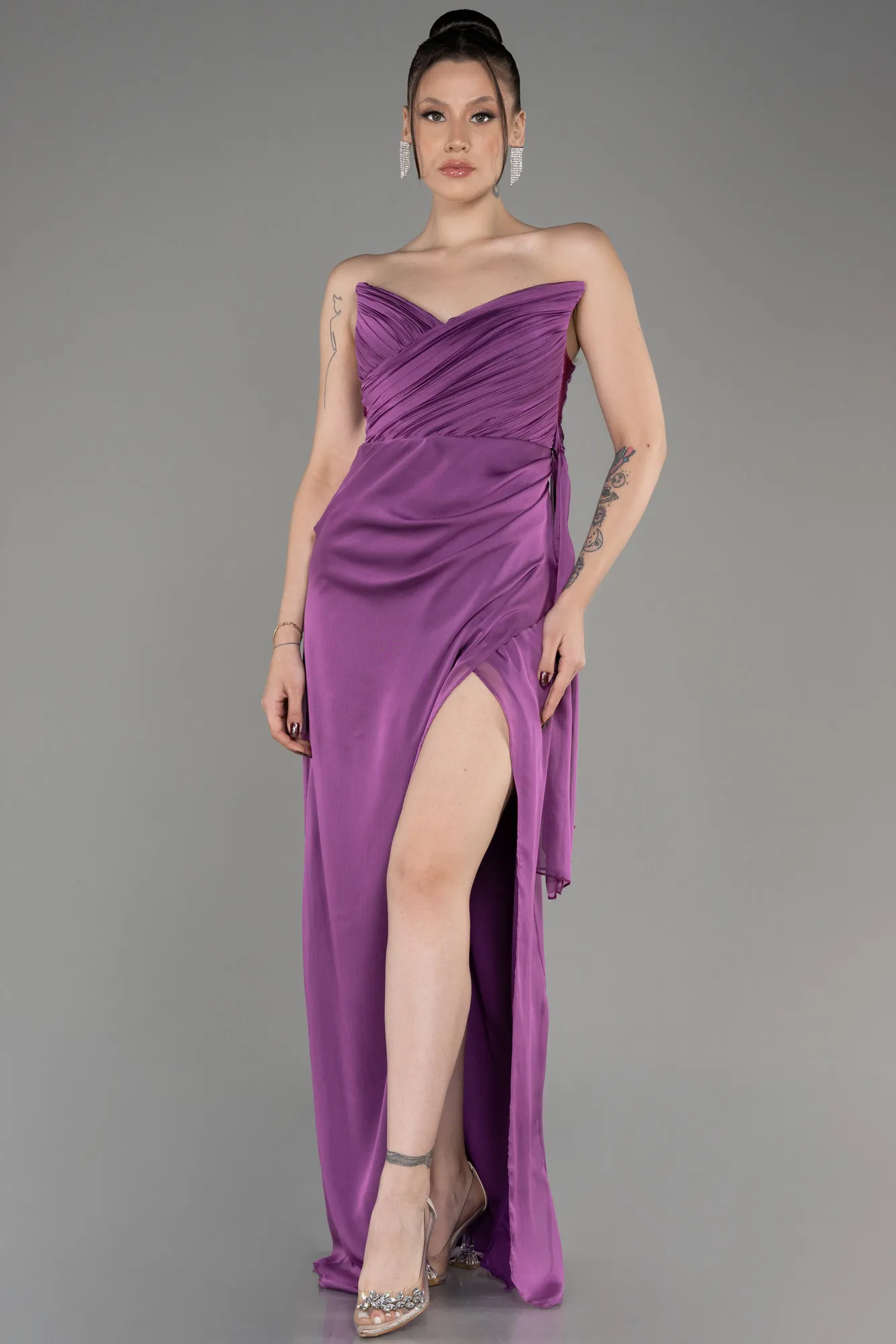 Violet Chiffon Long Evening Gown ABU3947