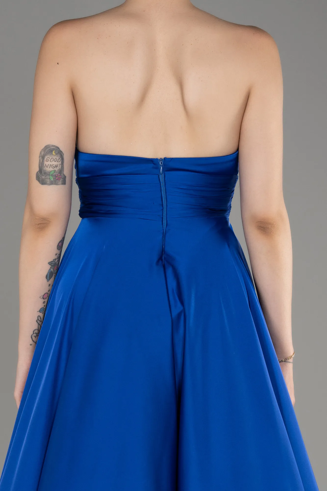 Robe de Soirée Longue Satin Bleu clair ABU3965