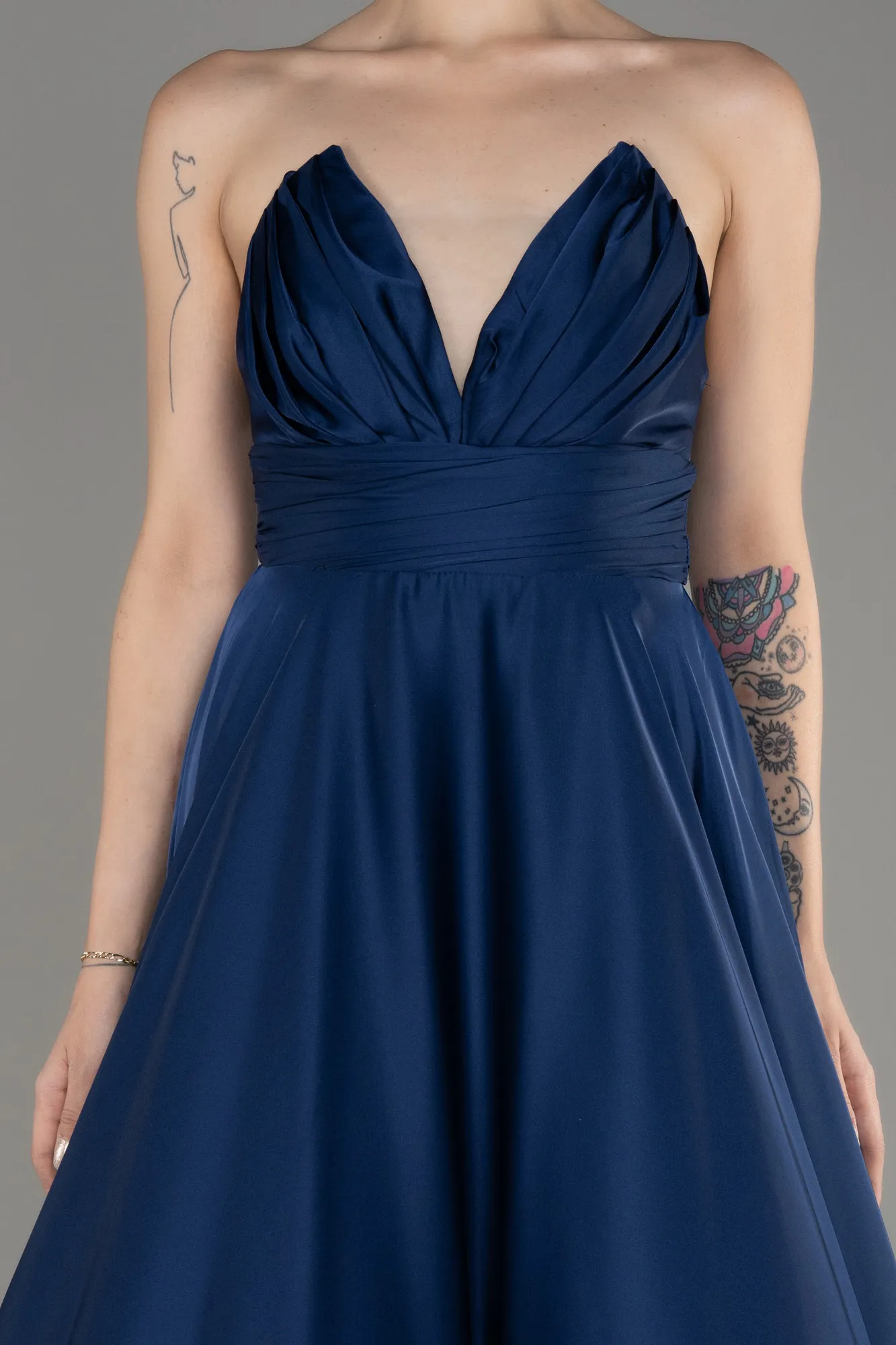 Robe de Soirée Longue Satin Bleu clair ABU3965