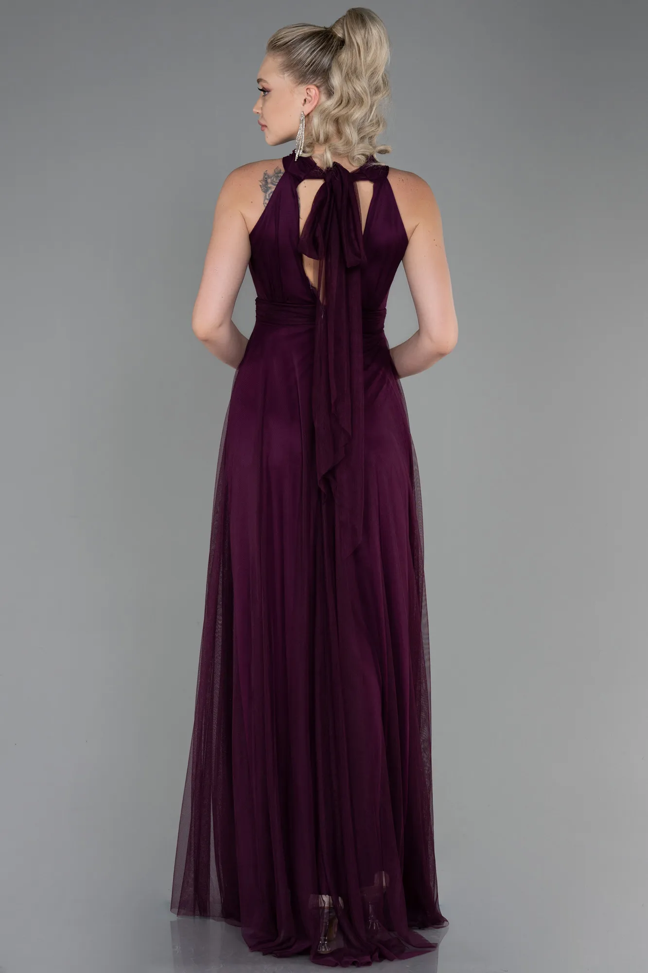 Robe de Soirée Longue Violet Foncé ABU3252