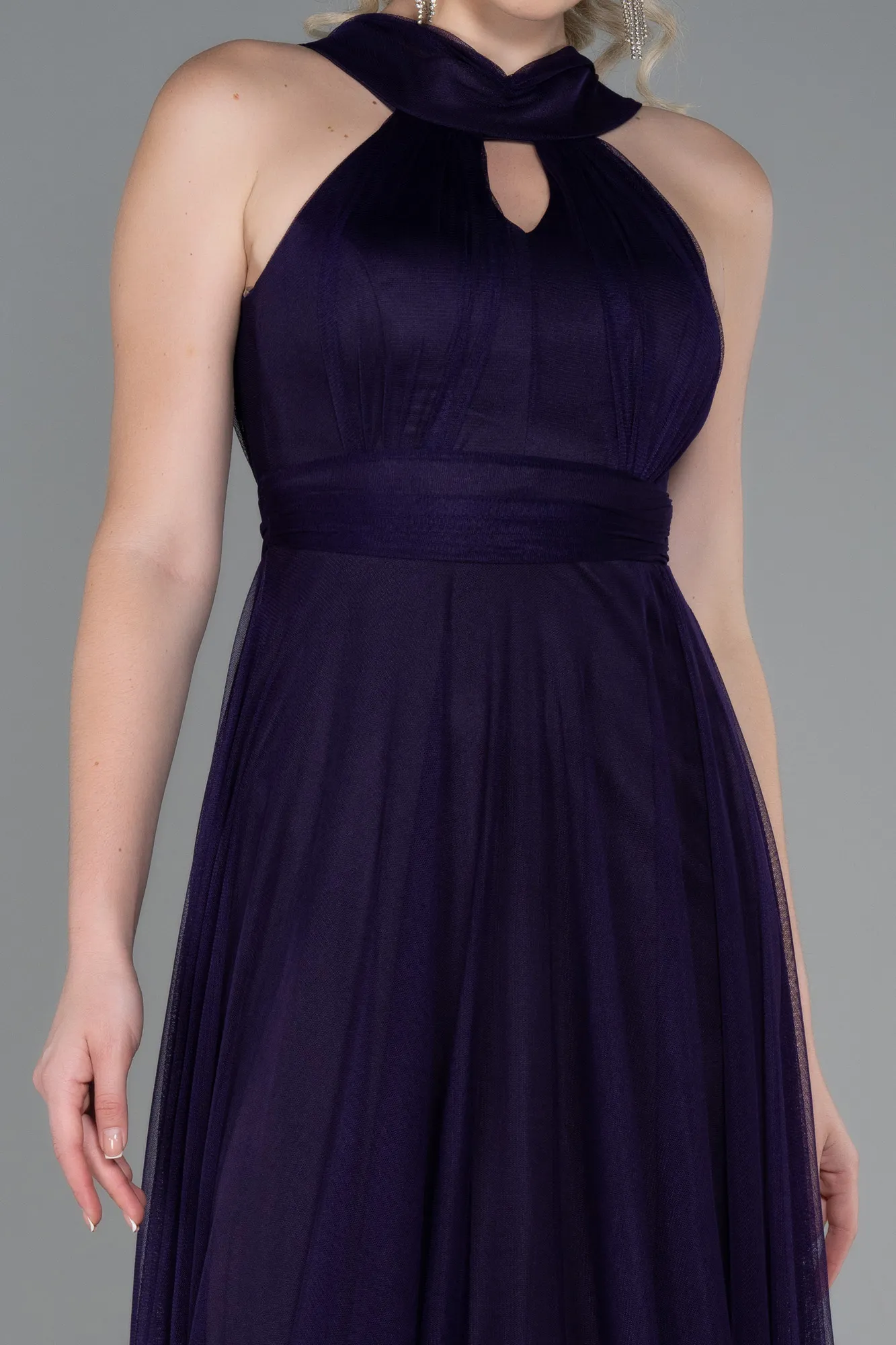 Robe de Soirée Longue Violet Foncé ABU3252