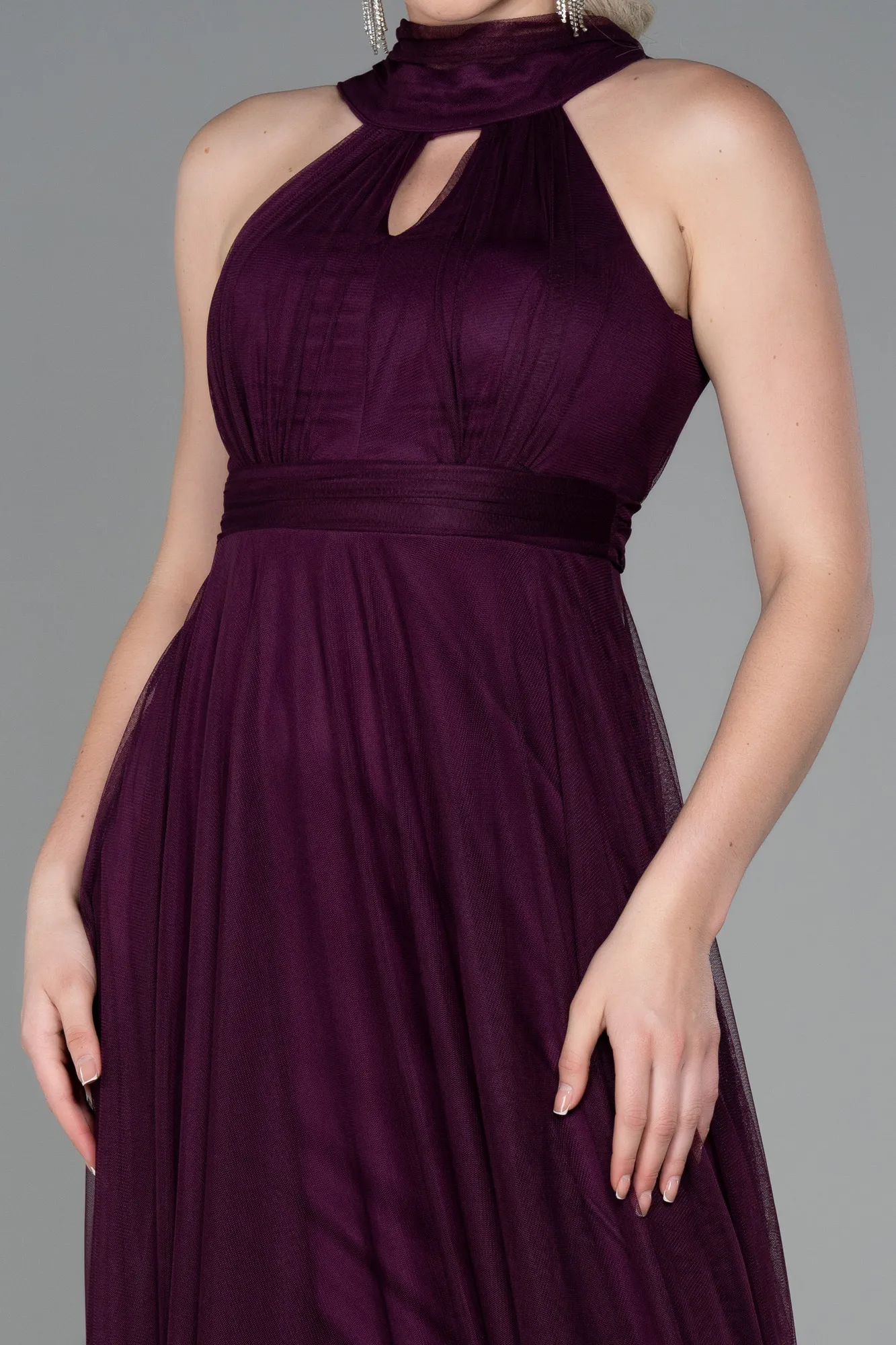 Robe de Soirée Longue Violet Foncé ABU3252