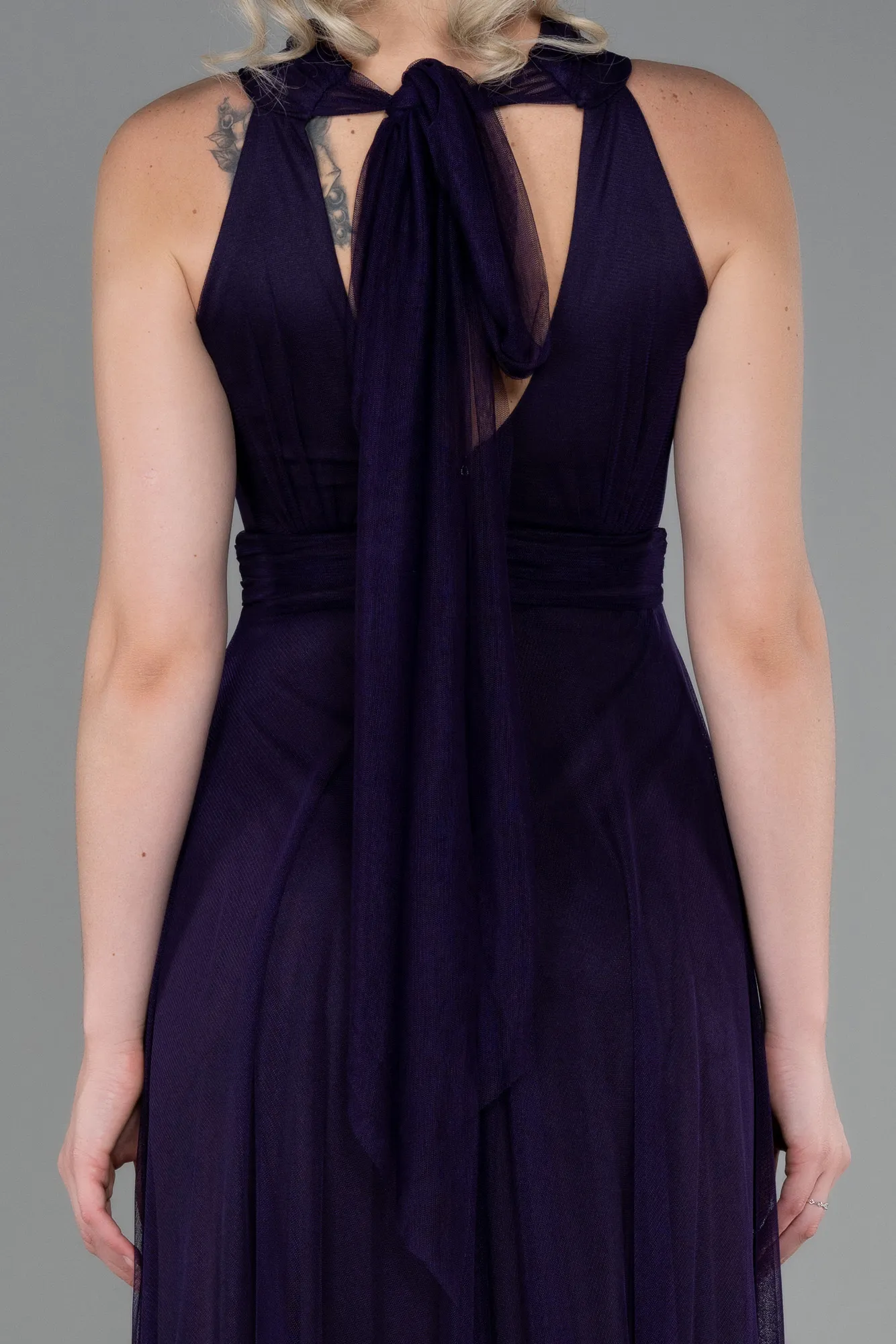 Robe de Soirée Longue Violet Foncé ABU3252