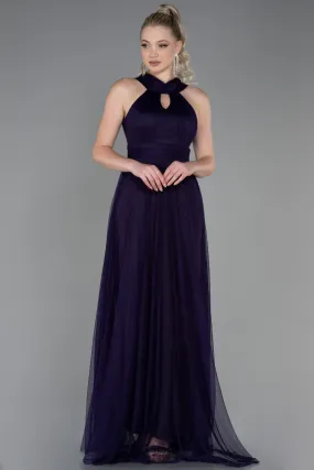 Robe de Soirée Longue Violet Foncé ABU3252