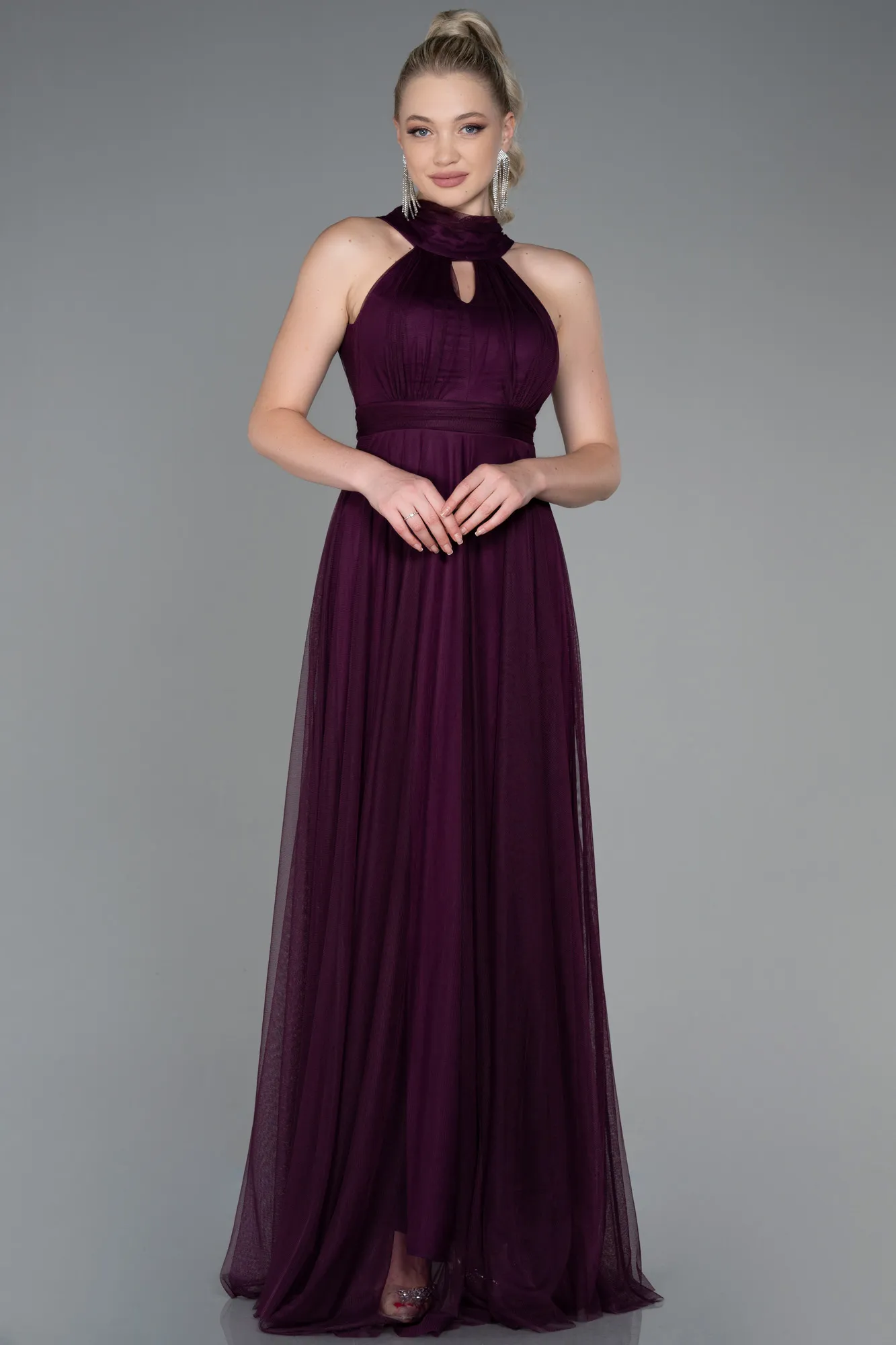 Robe de Soirée Longue Violet Foncé ABU3252