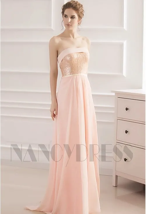 robe de soirée pas cher rose long 