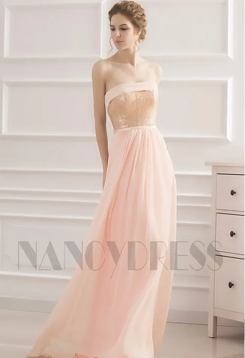 robe de soirée pas cher rose long 