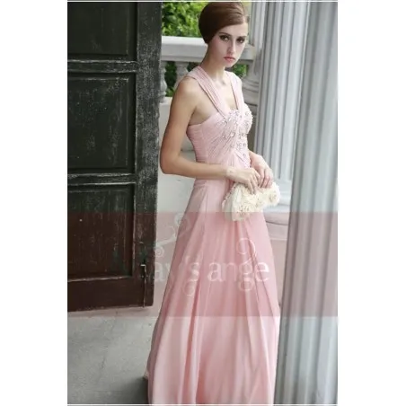 Robe de soirée rose pâle - tenue élégante d'ange