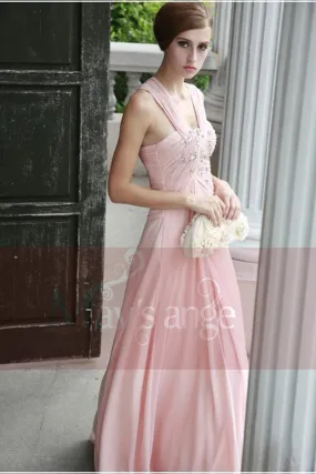 Robe de soirée rose pâle - tenue élégante d'ange