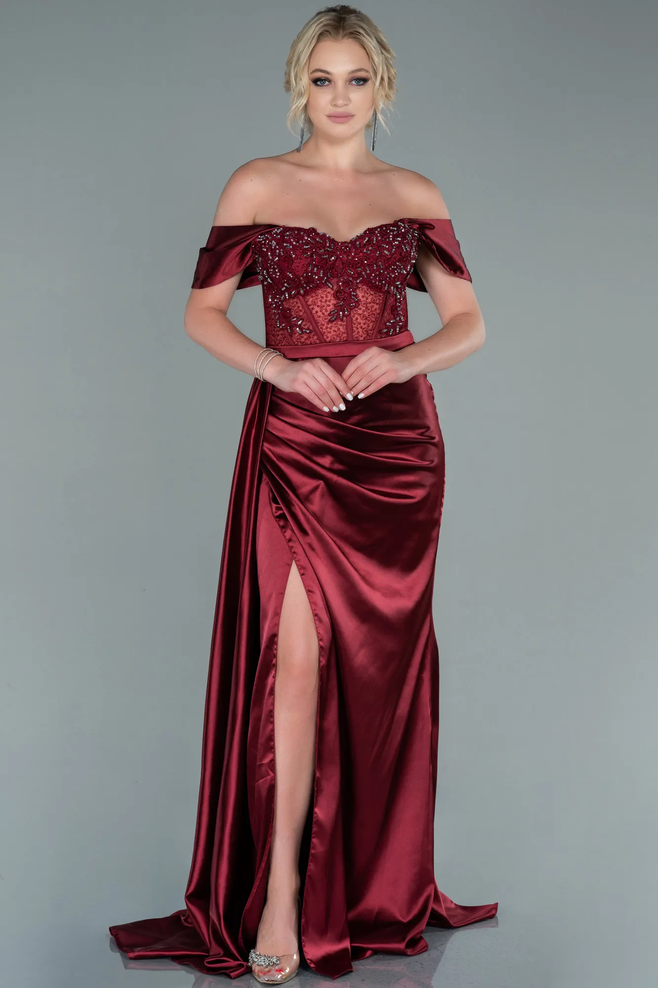 Robe De Soirée Satin Longue Menthe ABU3997