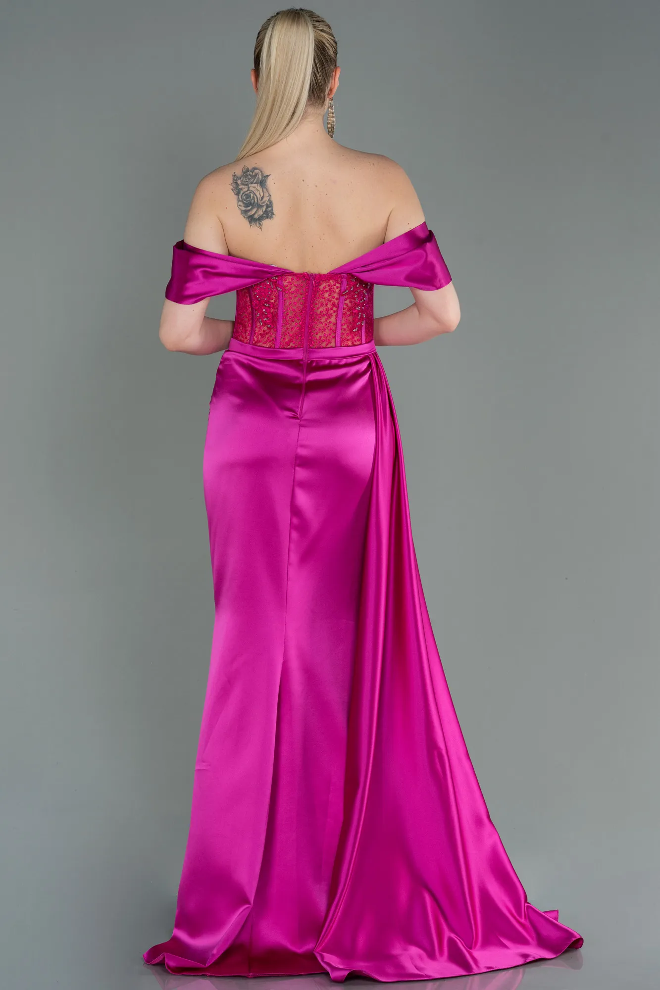 Robe De Soirée Satin Longue Menthe ABU3997