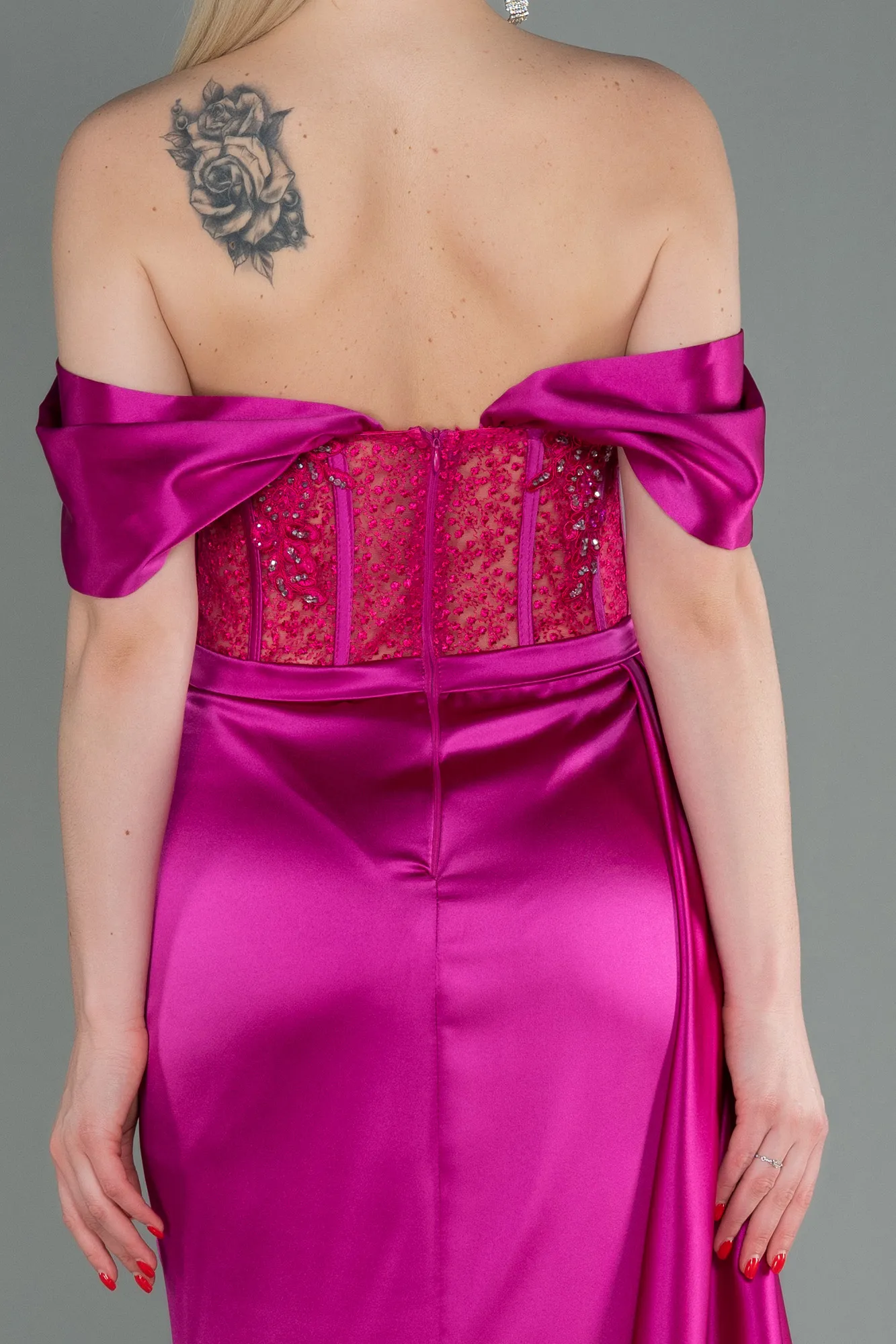 Robe De Soirée Satin Longue Menthe ABU3997