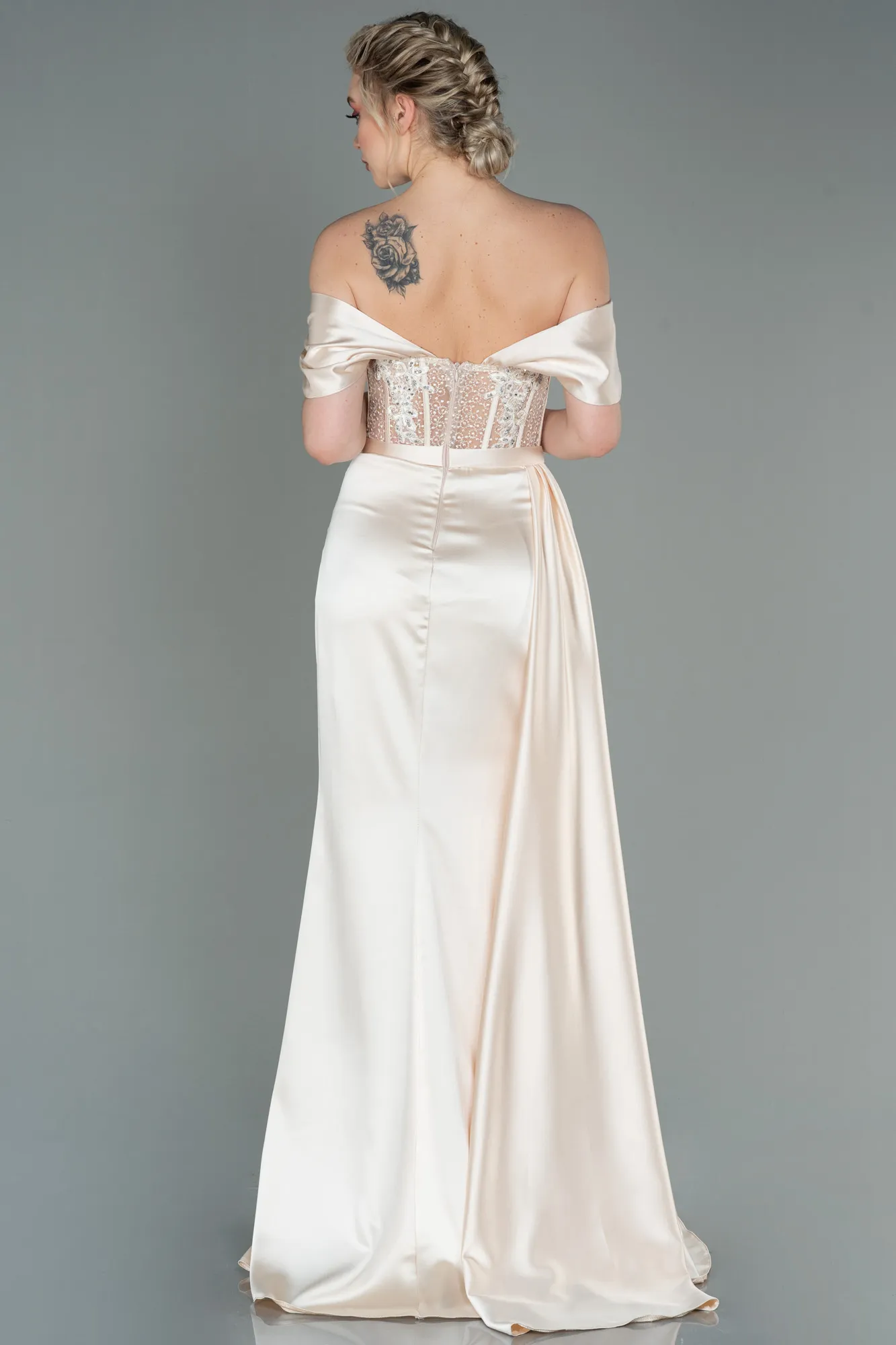 Robe De Soirée Satin Longue Menthe ABU3997