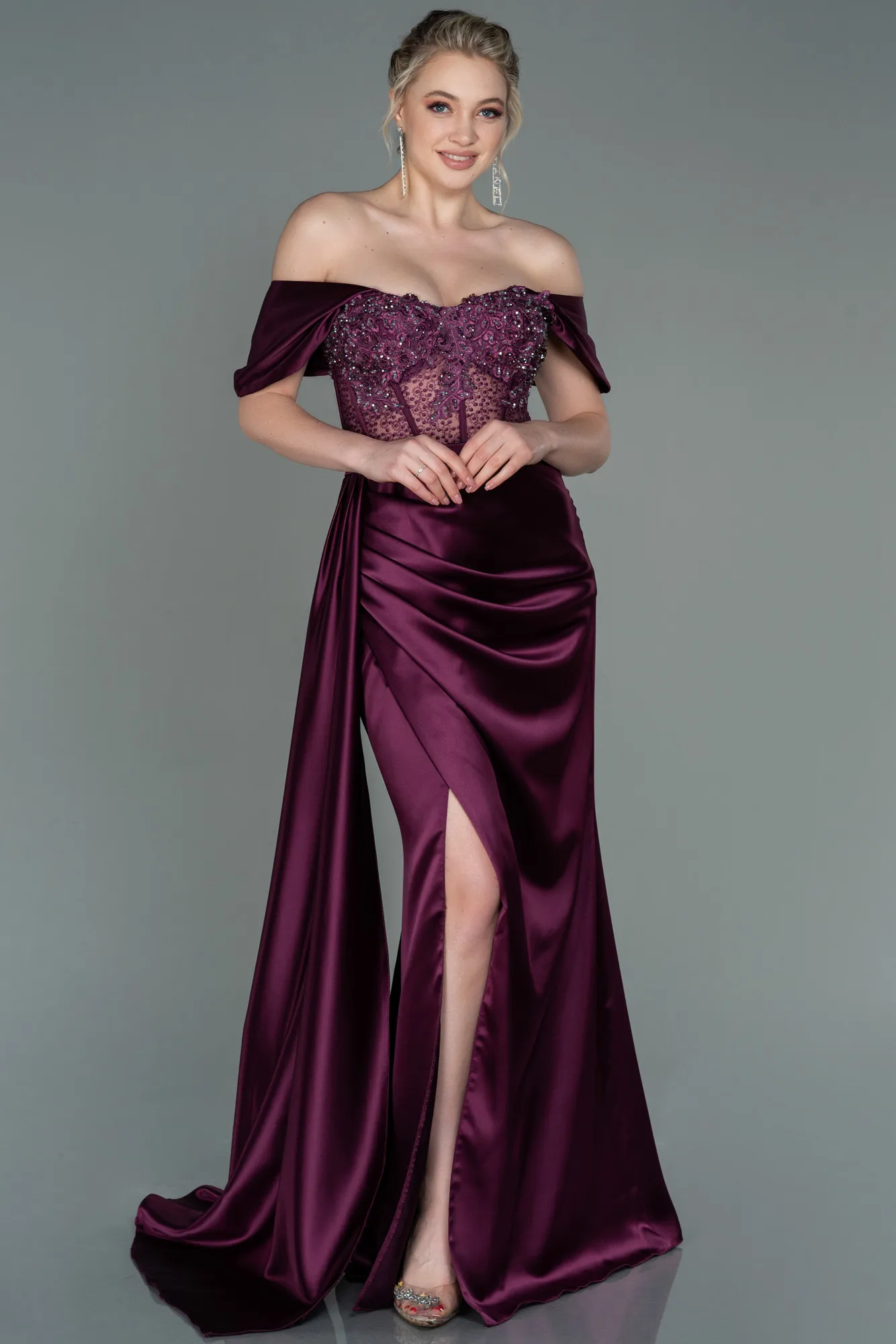 Robe De Soirée Satin Longue Menthe ABU3997