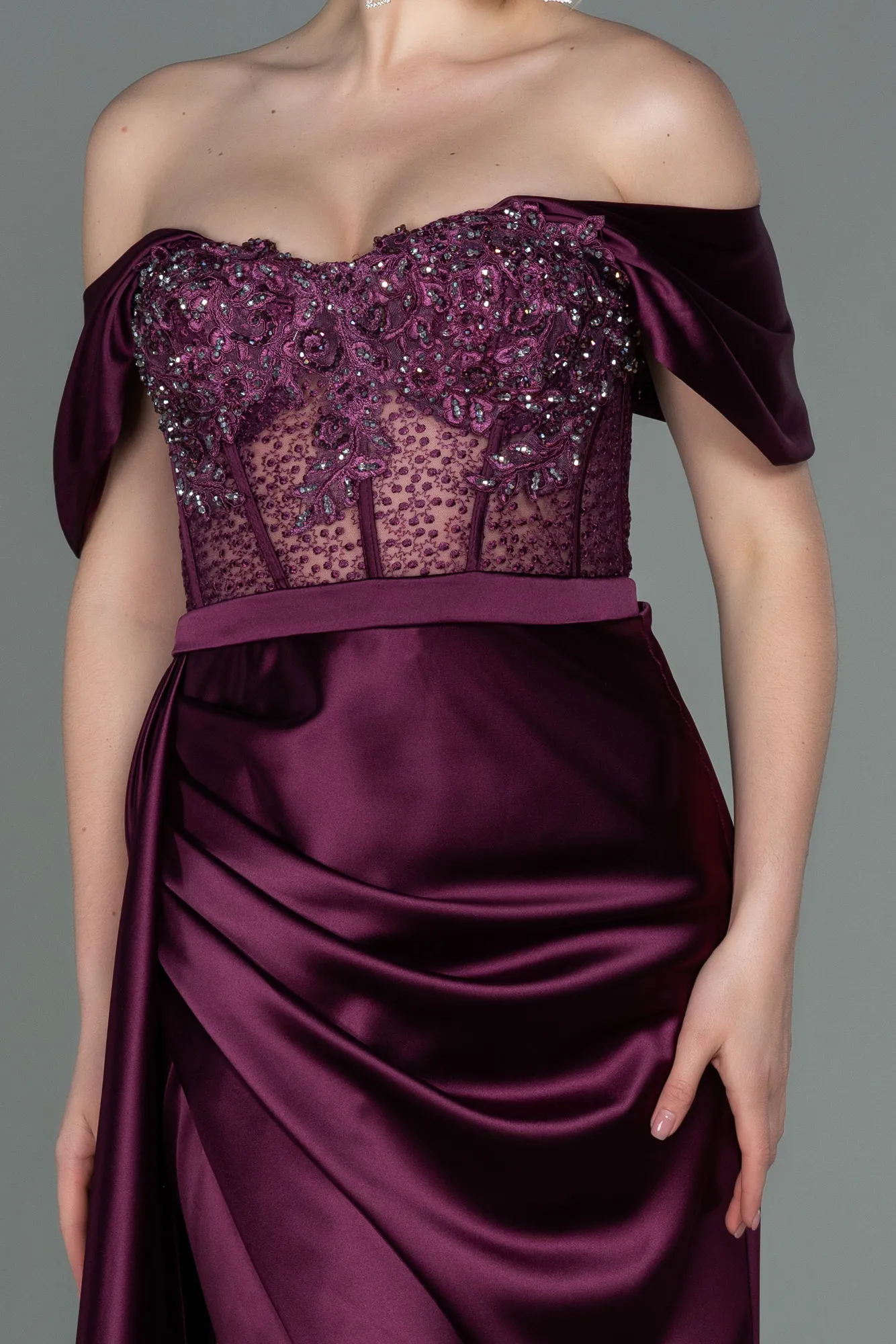 Robe De Soirée Satin Longue Menthe ABU3997