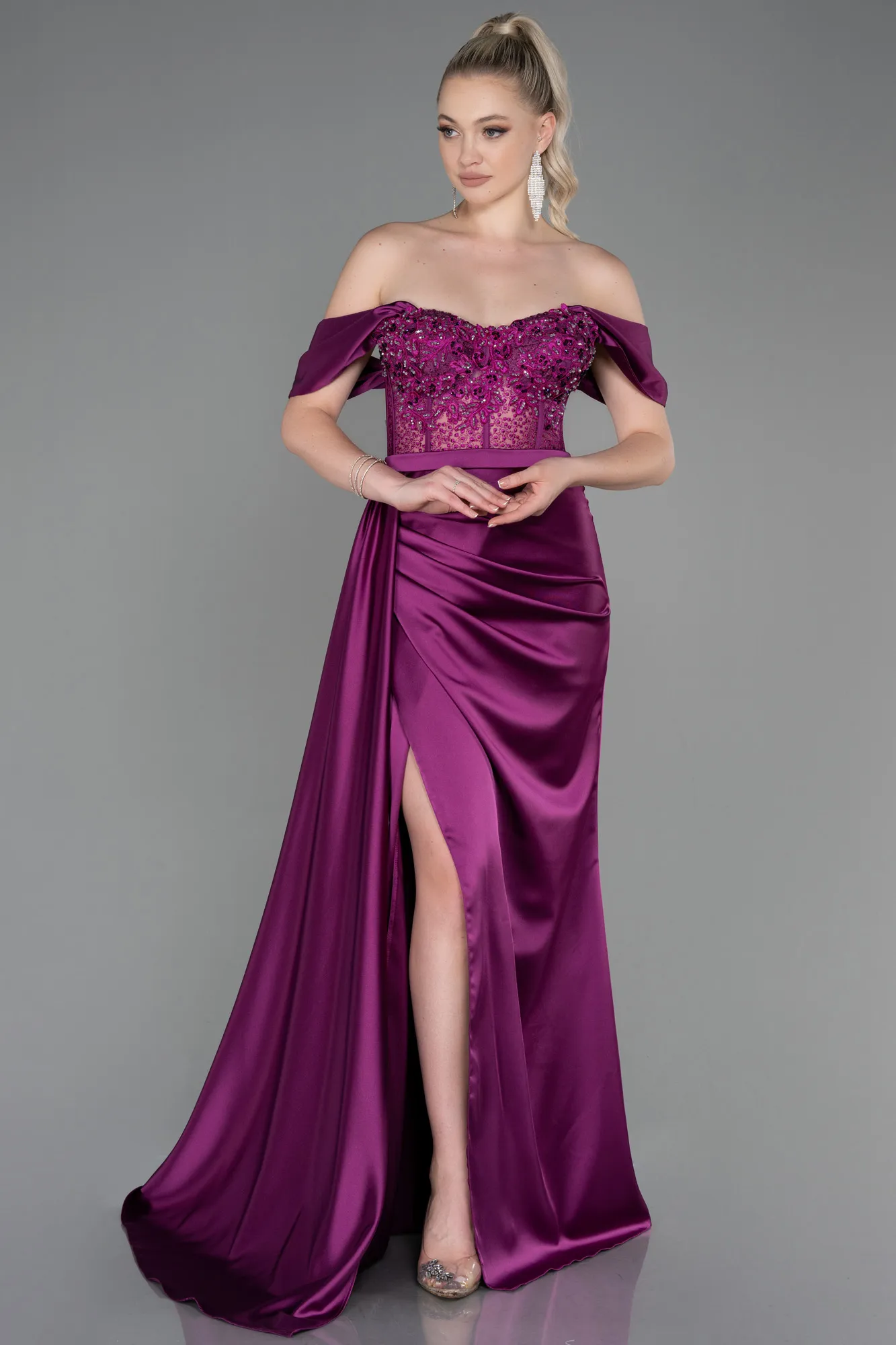 Robe De Soirée Satin Longue Menthe ABU3997