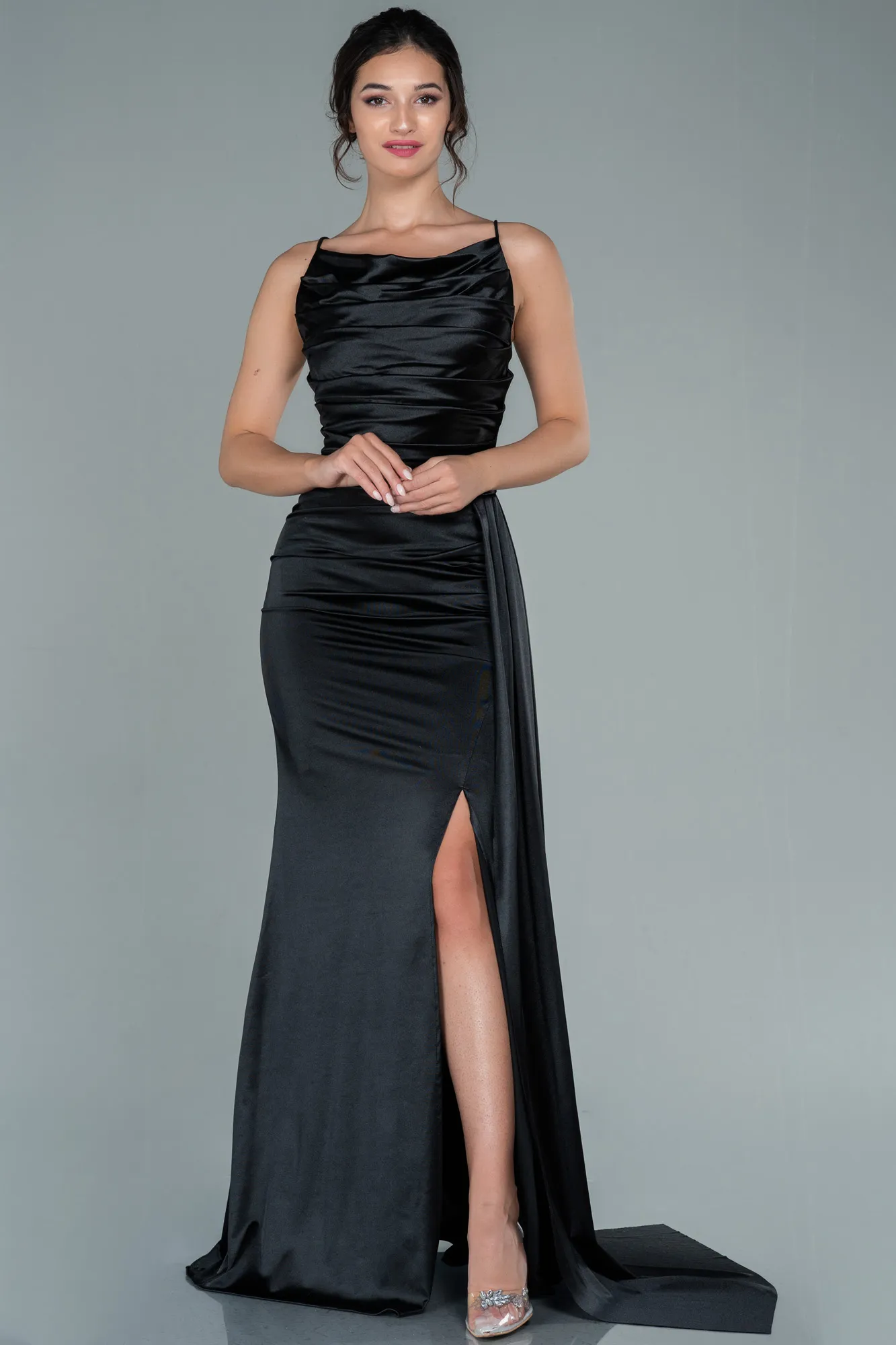 Robe De Soirée Satin Longue Rouge ABU2539