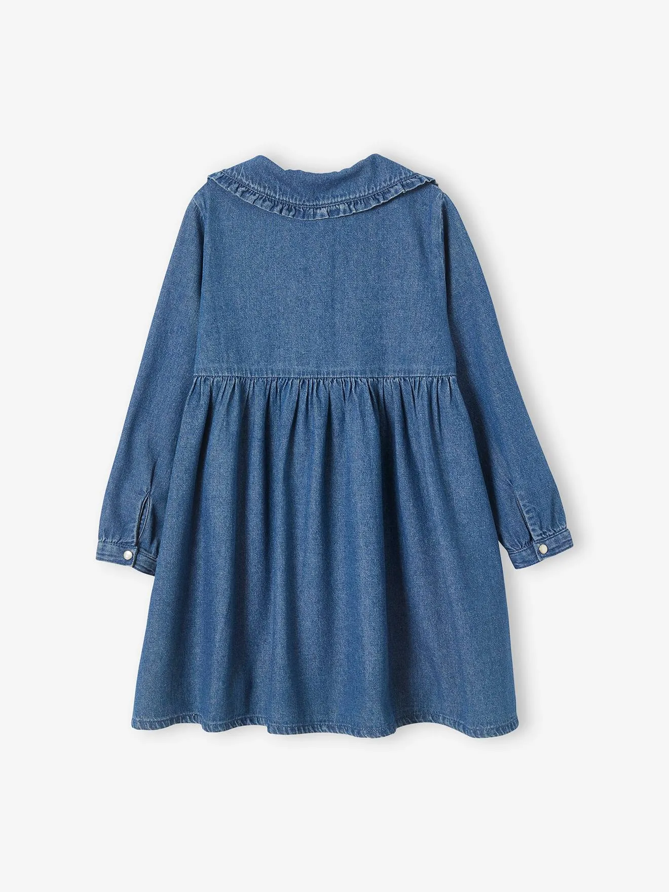 Green Claudine Collar Raw Denim Dress - Vertbaudet